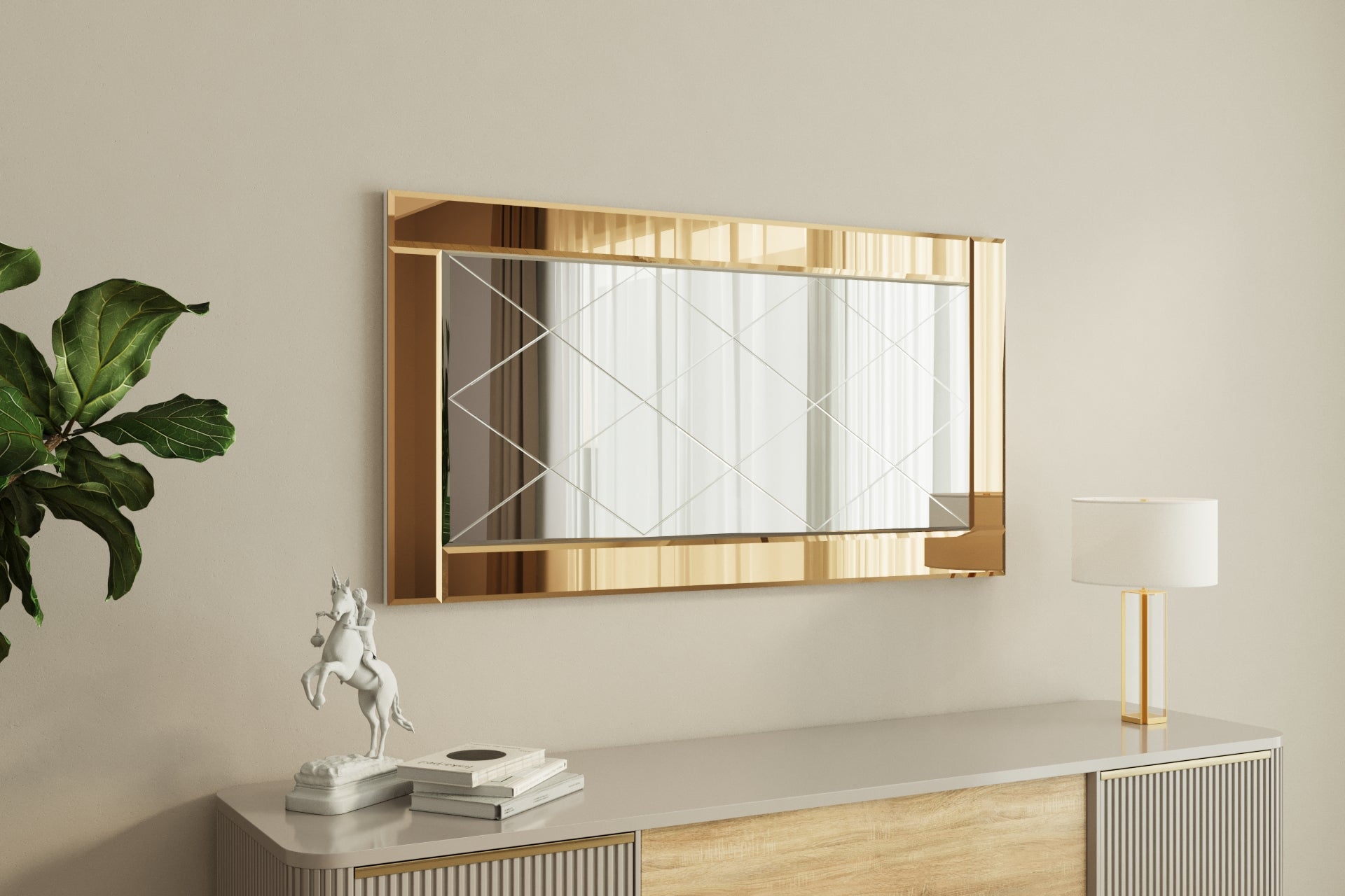 Wandspiegel Luna Bronze Rahmen Raute 120x60x2 cm