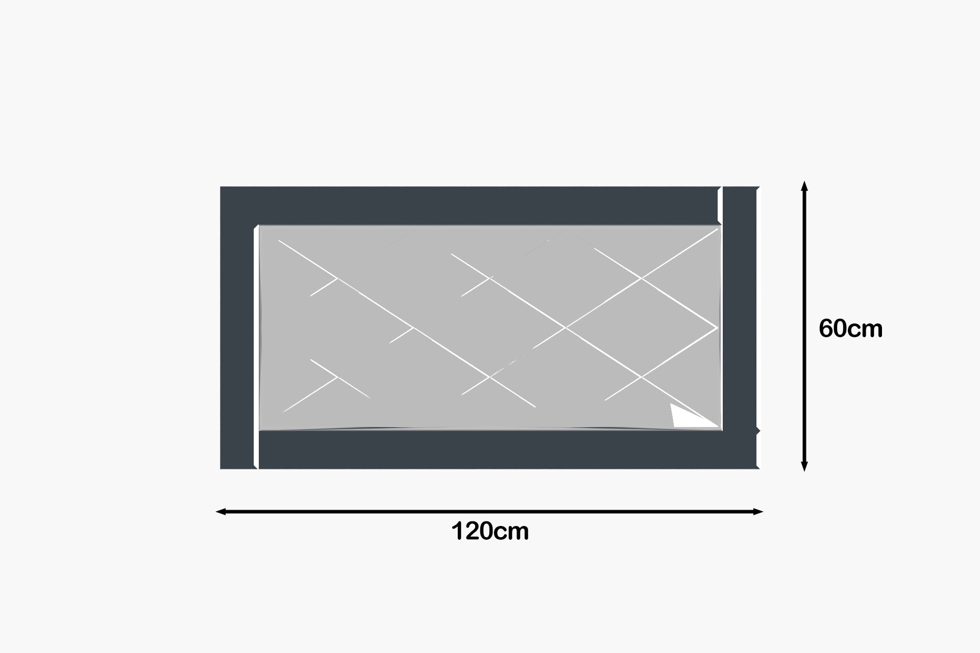 Wandspiegel Luna Grau Rahmen Raute 120x60x2 cm