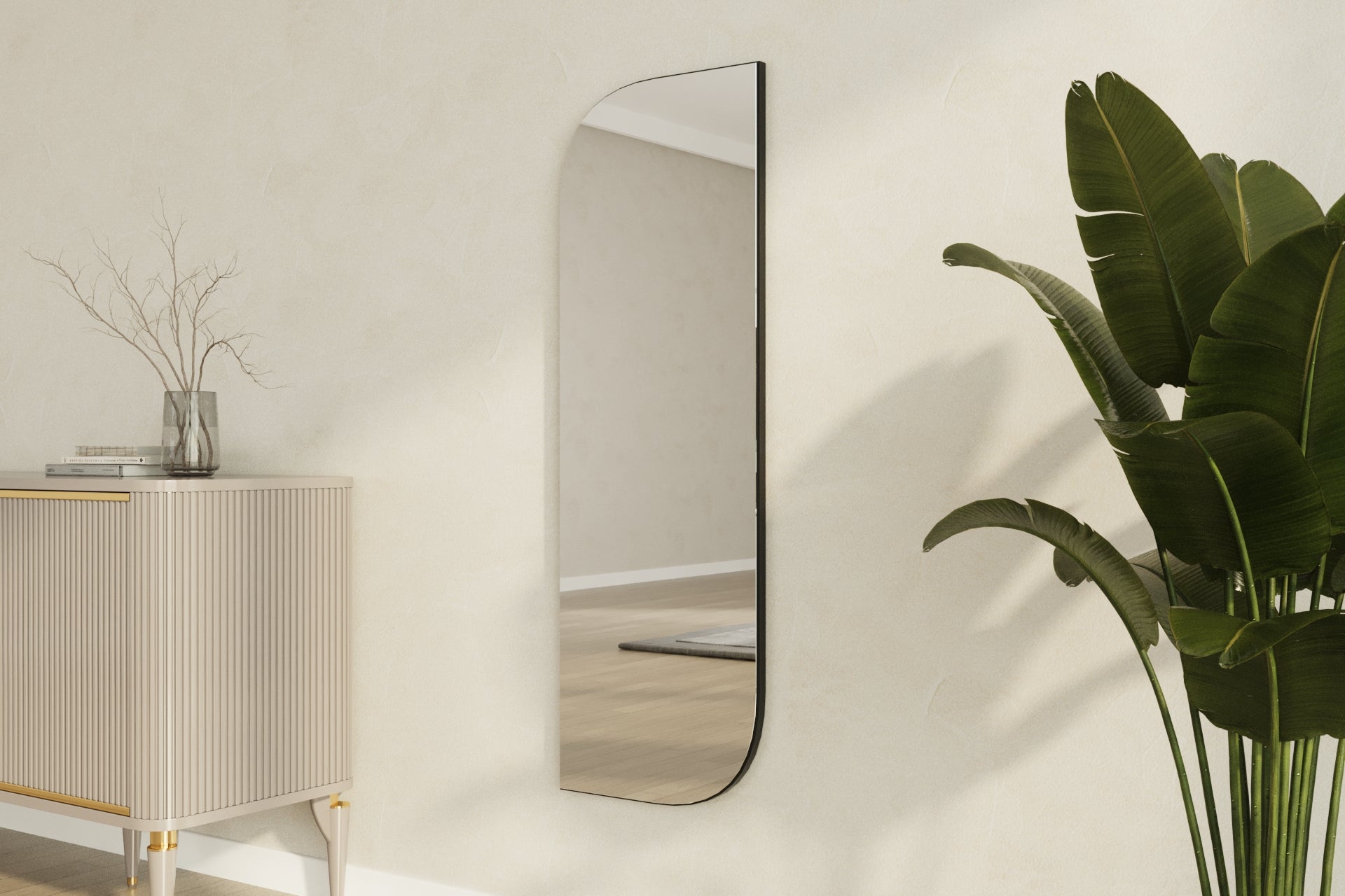 Wandspiegel Radiance Modern Silber Schwarz 40x120x2 cm