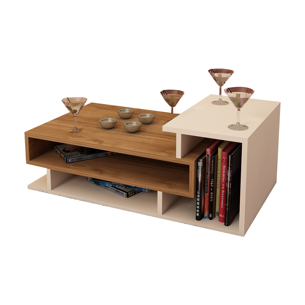 Couchtisch Spring Weiß Walnuss