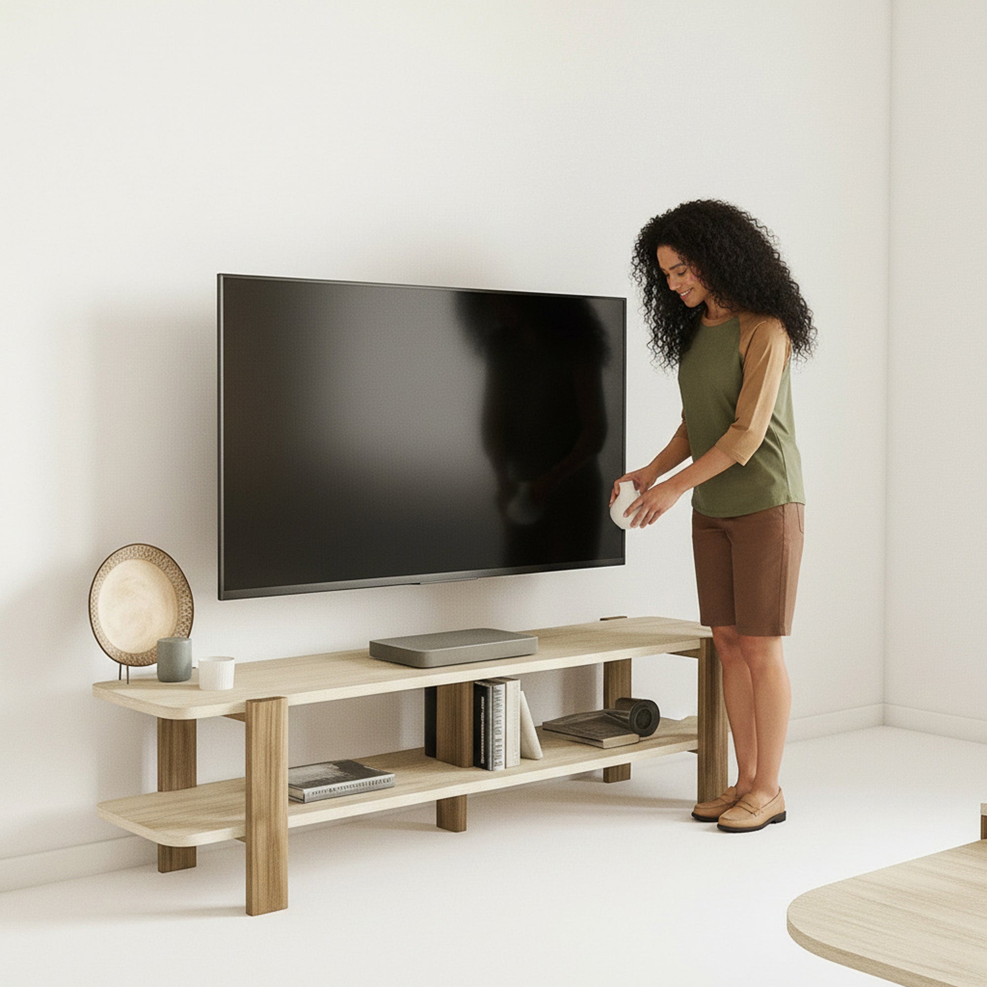 TV Lowboard Glam Granit Optik Travertin Braun
