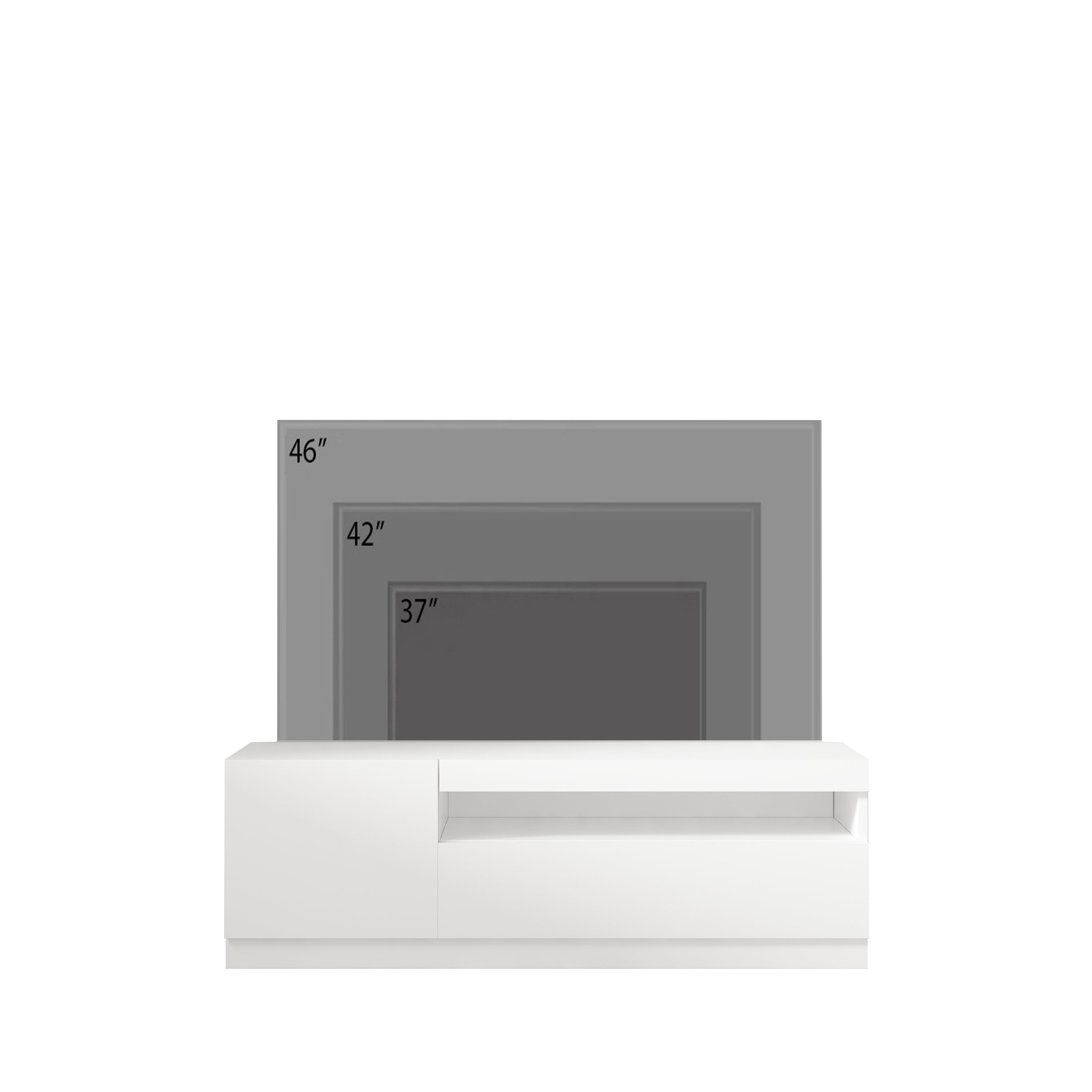 TV Lowboard Weiß mit LED-Leuchten Hochglanz Links 2/2 9482
