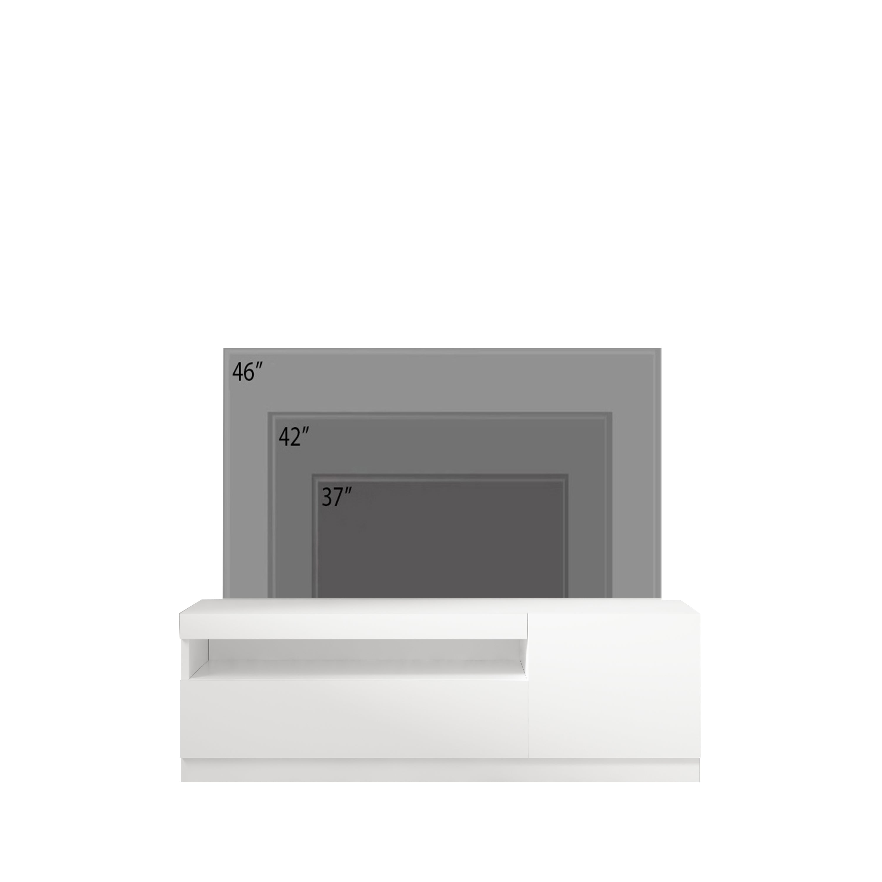 TV Lowboard Weiß mit LED-Leuchten Hochglanz Rechts 1/2 9475