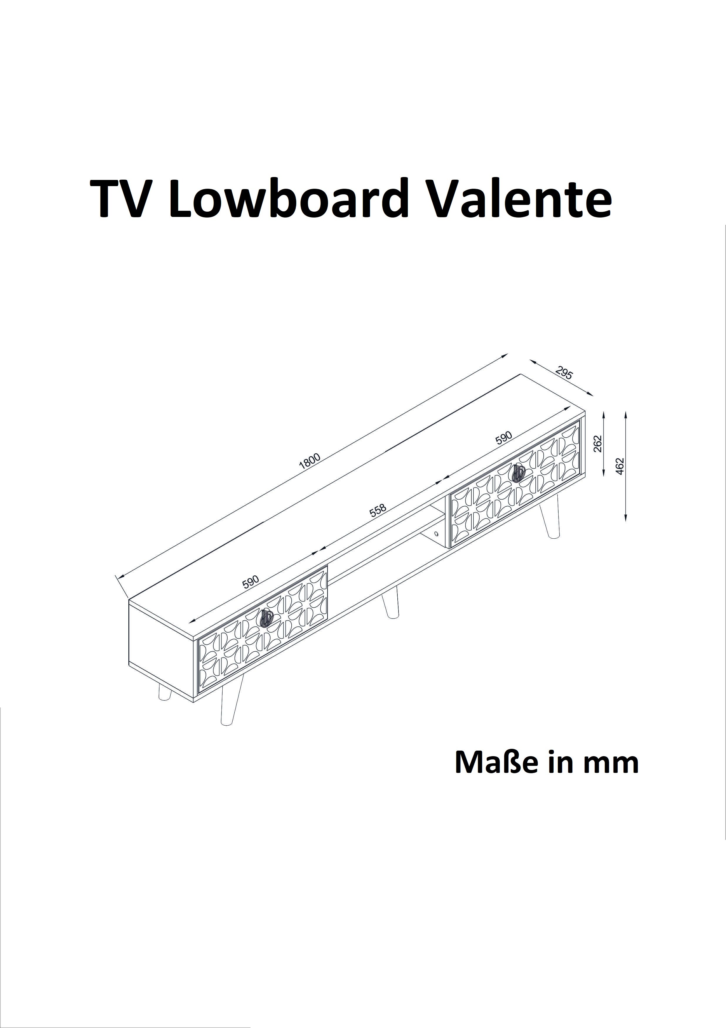 TV Lowboard Valente Walnuss Dunkelgrün