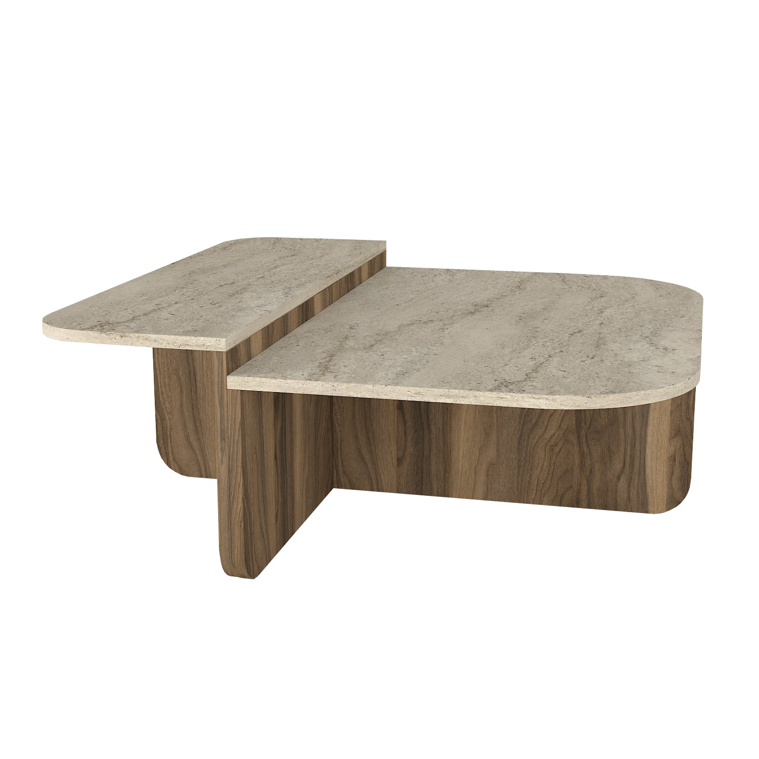 Couchtisch Luxe Beige Travertin Optik Braun 90x90 cm