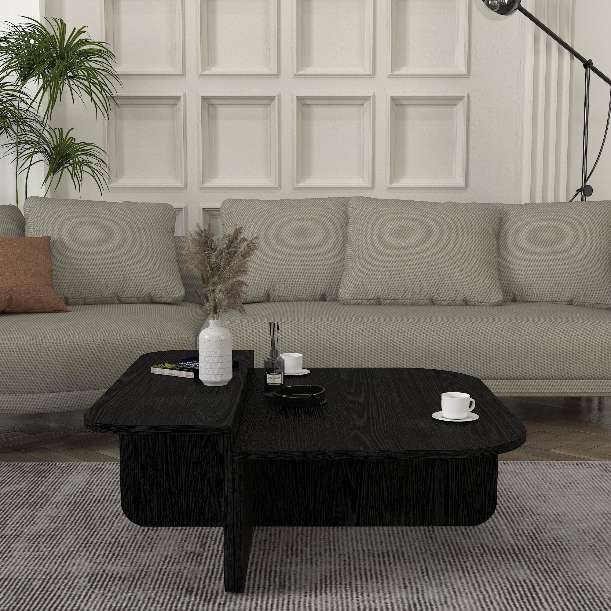 Couchtisch Luxe Beige Travertin Optik Braun 90x90 cm