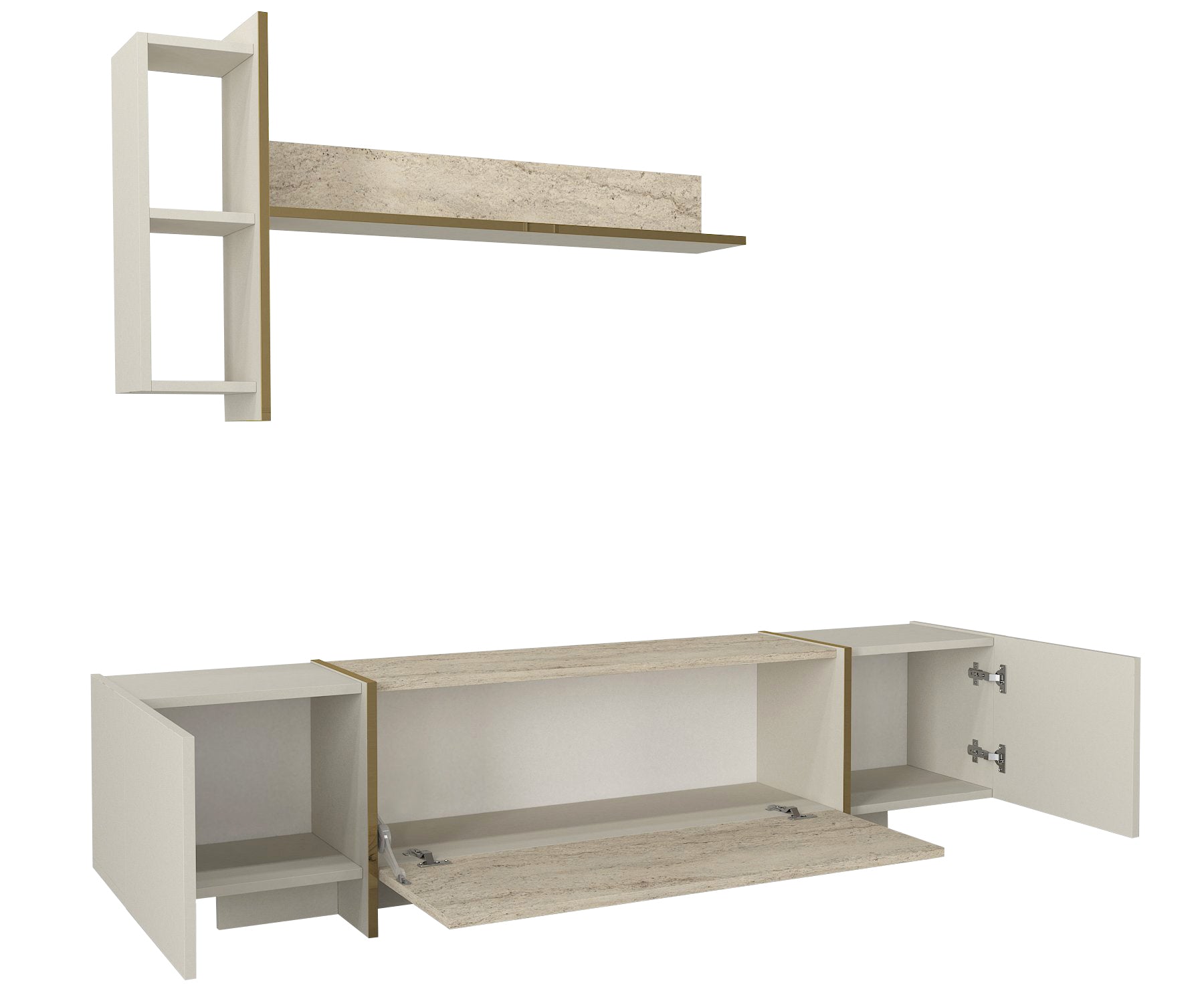 Wohnwand Veyron Beige Granit Optik