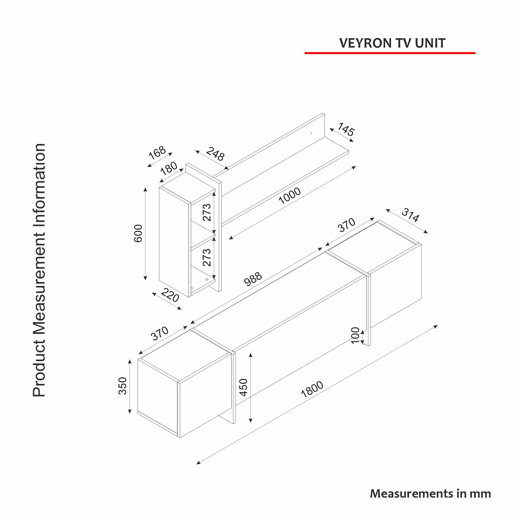 Wohnwand Veyron Beige Granit Optik