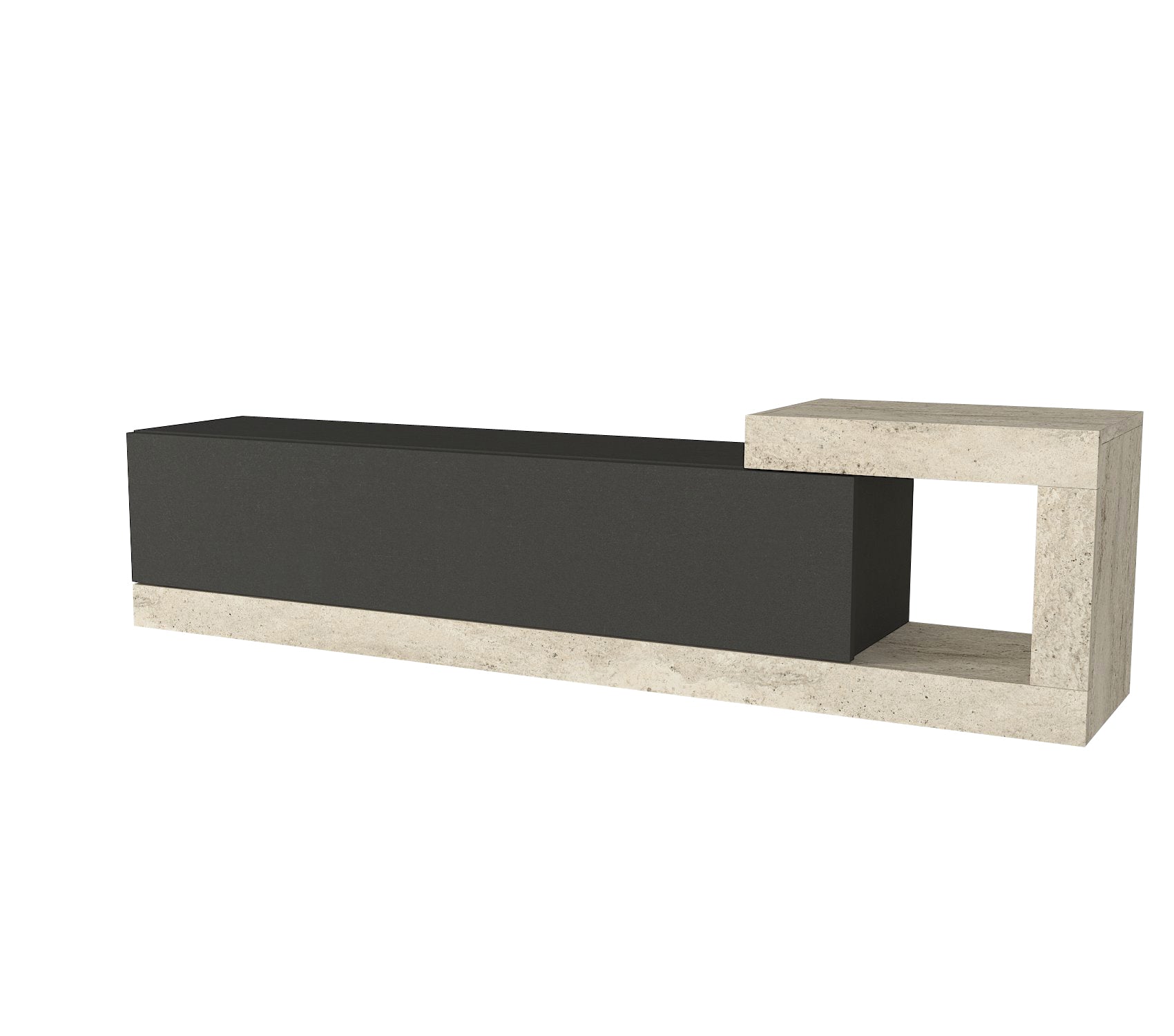 TV Lowboard Bliss Anthrazit-Beige Trawertin Optik