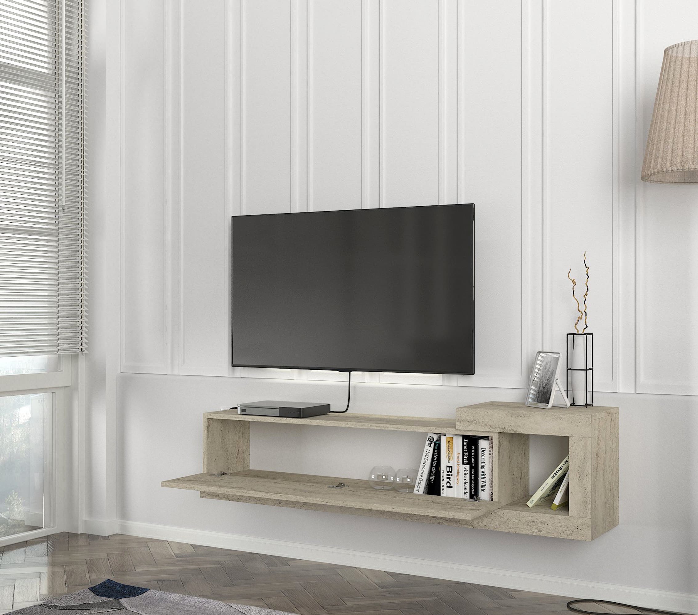 TV Lowboard Bliss Beige Trawertin Optik