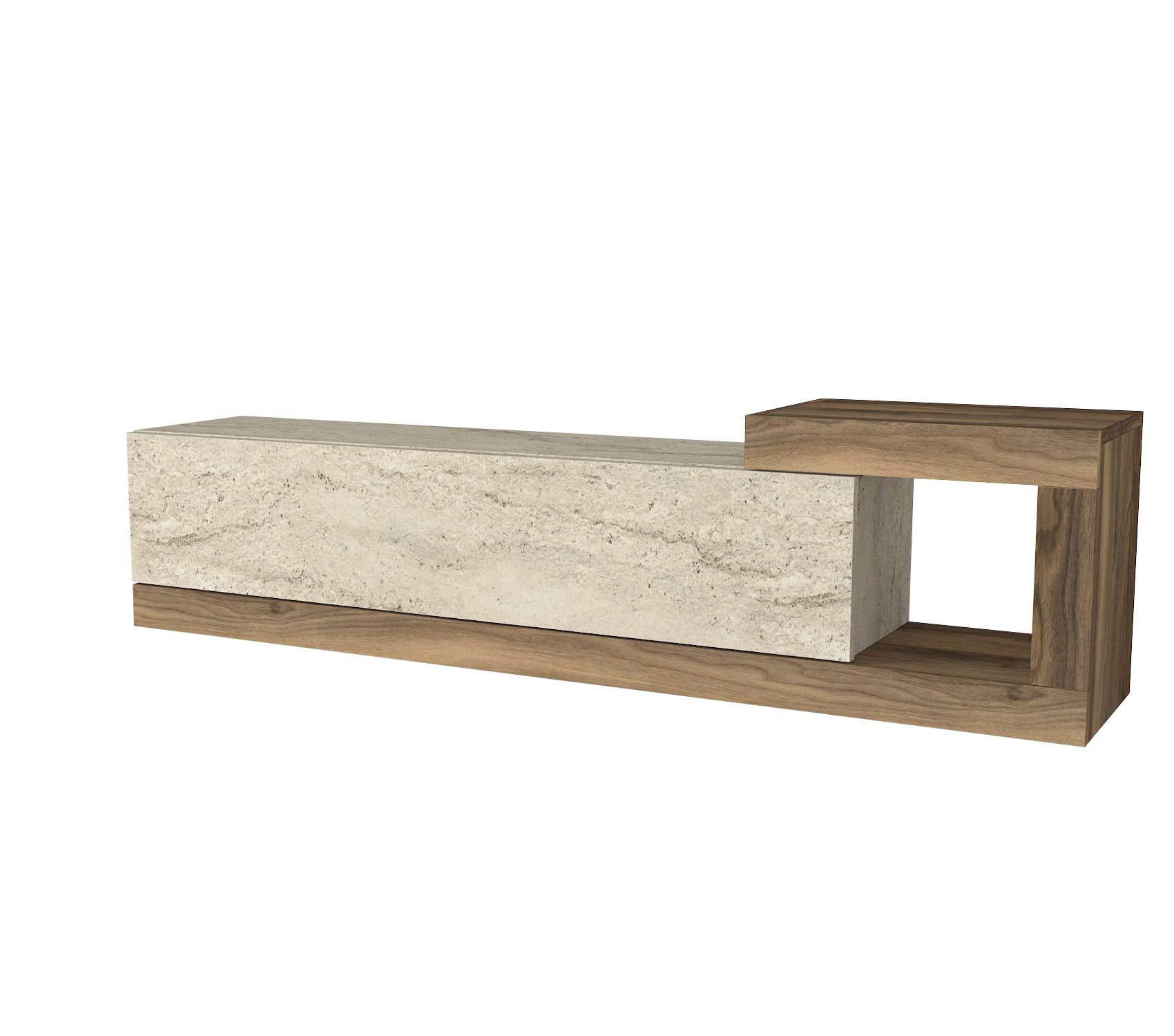 TV Lowboard Bliss Beige Trawertin Optik-Braun