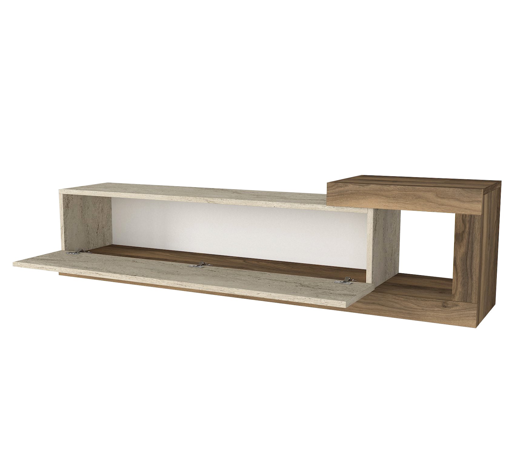 TV Lowboard Bliss Beige Trawertin Optik-Braun