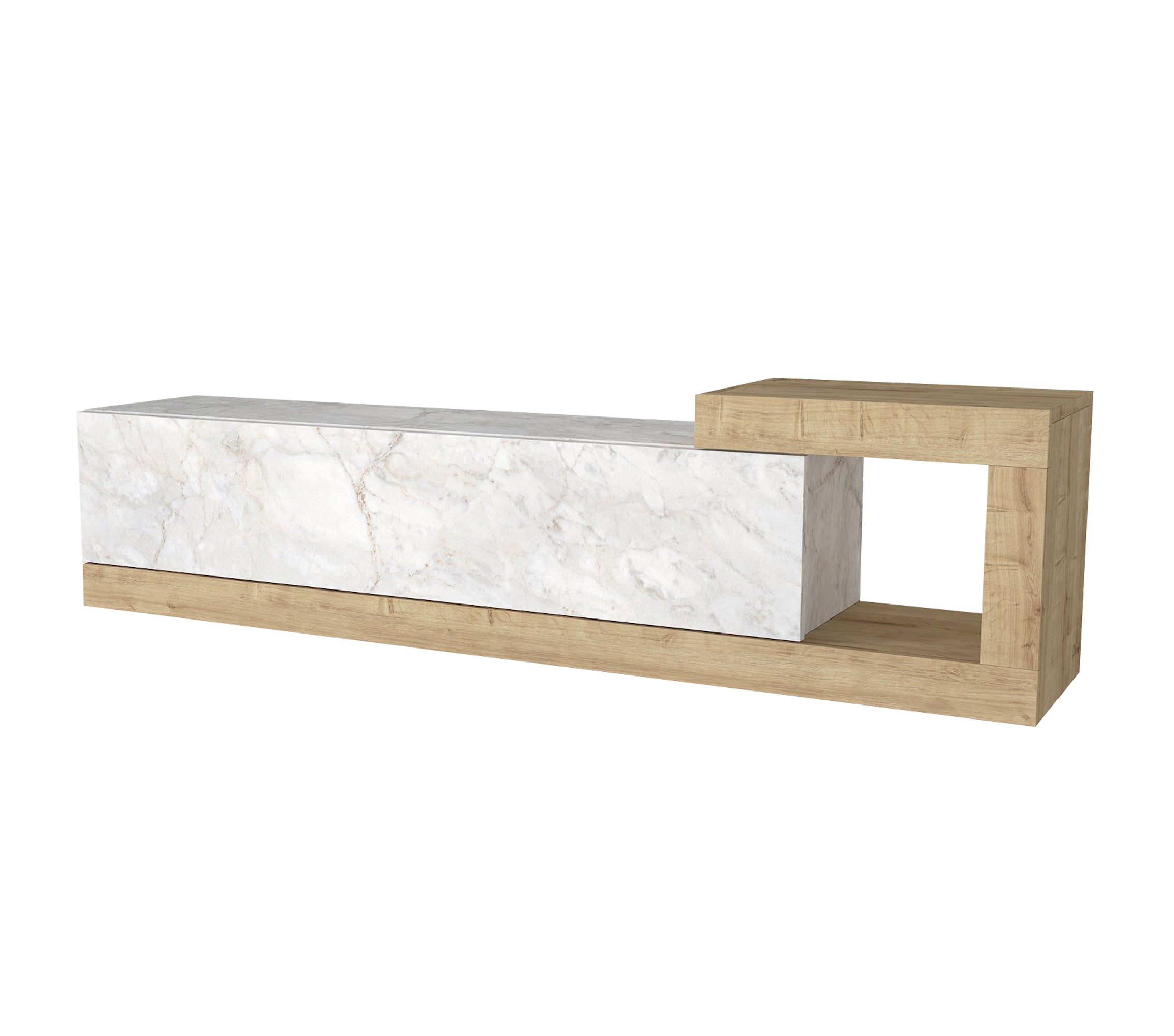 TV Lowboard Bliss Wieß Marmor Optik-Safir