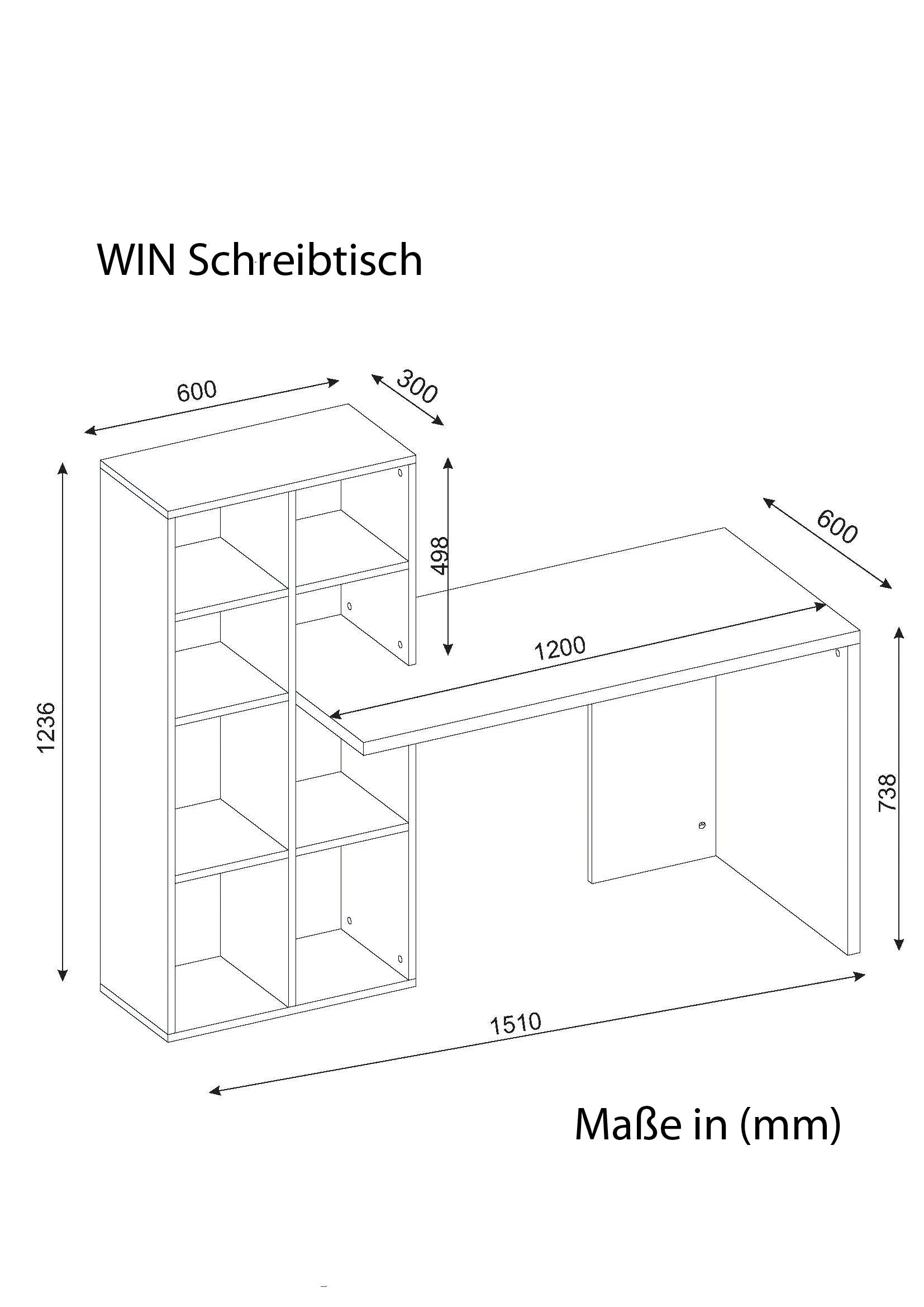 Schreibtisch Win Weiß Walnuss