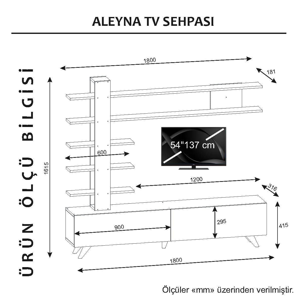 Wohnwand Aleyna Weiß