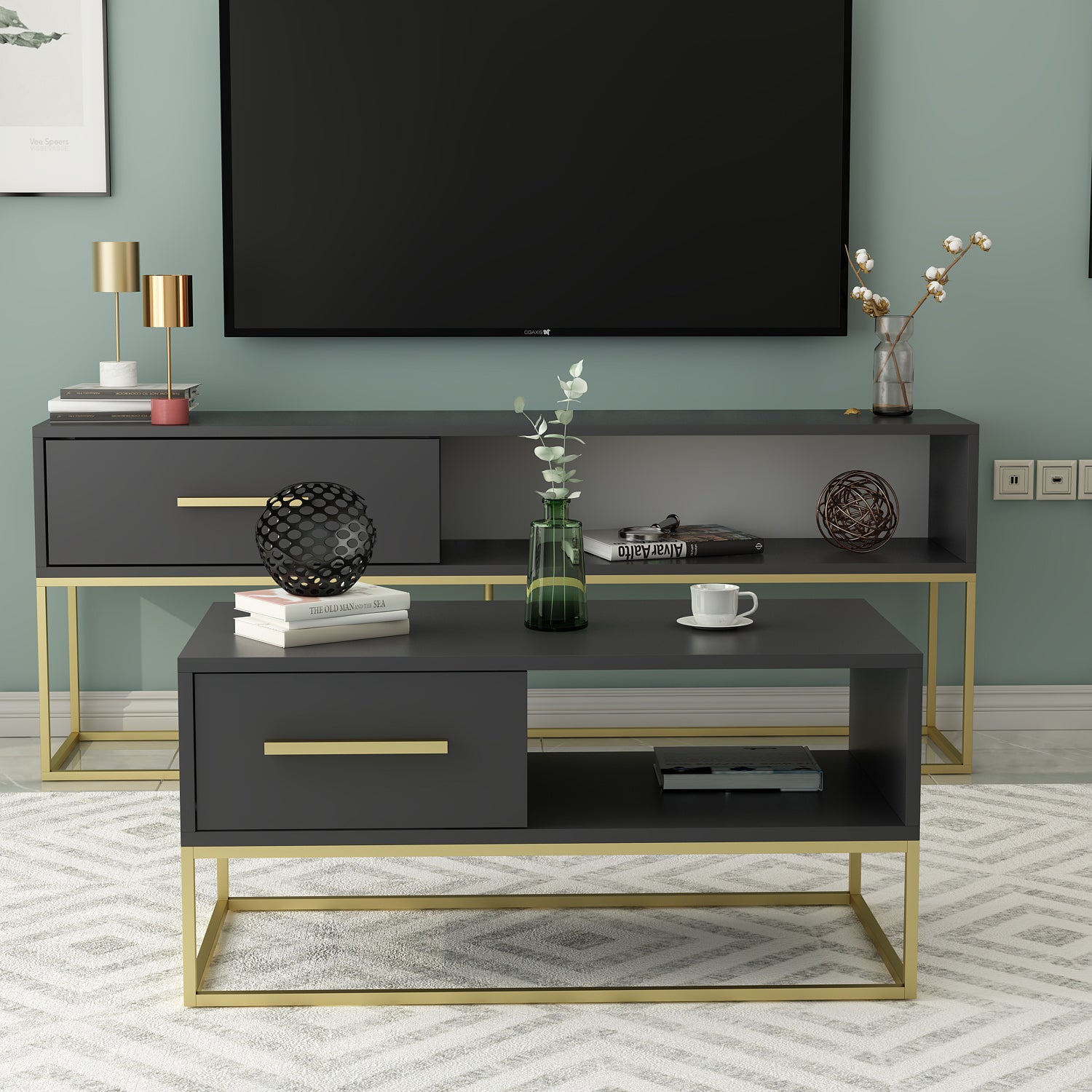 Couchtisch Mira Anthrazit Gold 9871