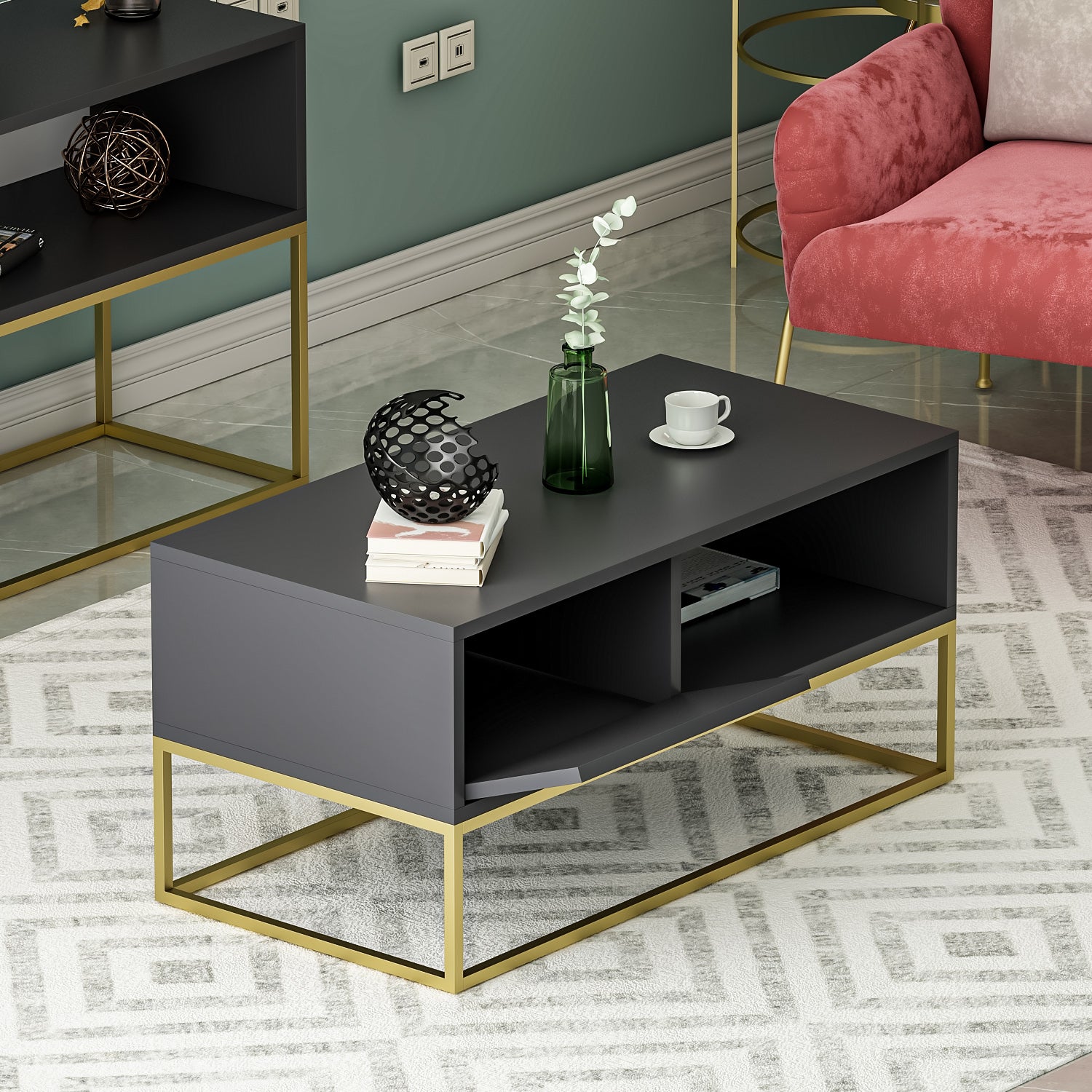 Couchtisch Mira Anthrazit Gold 9871