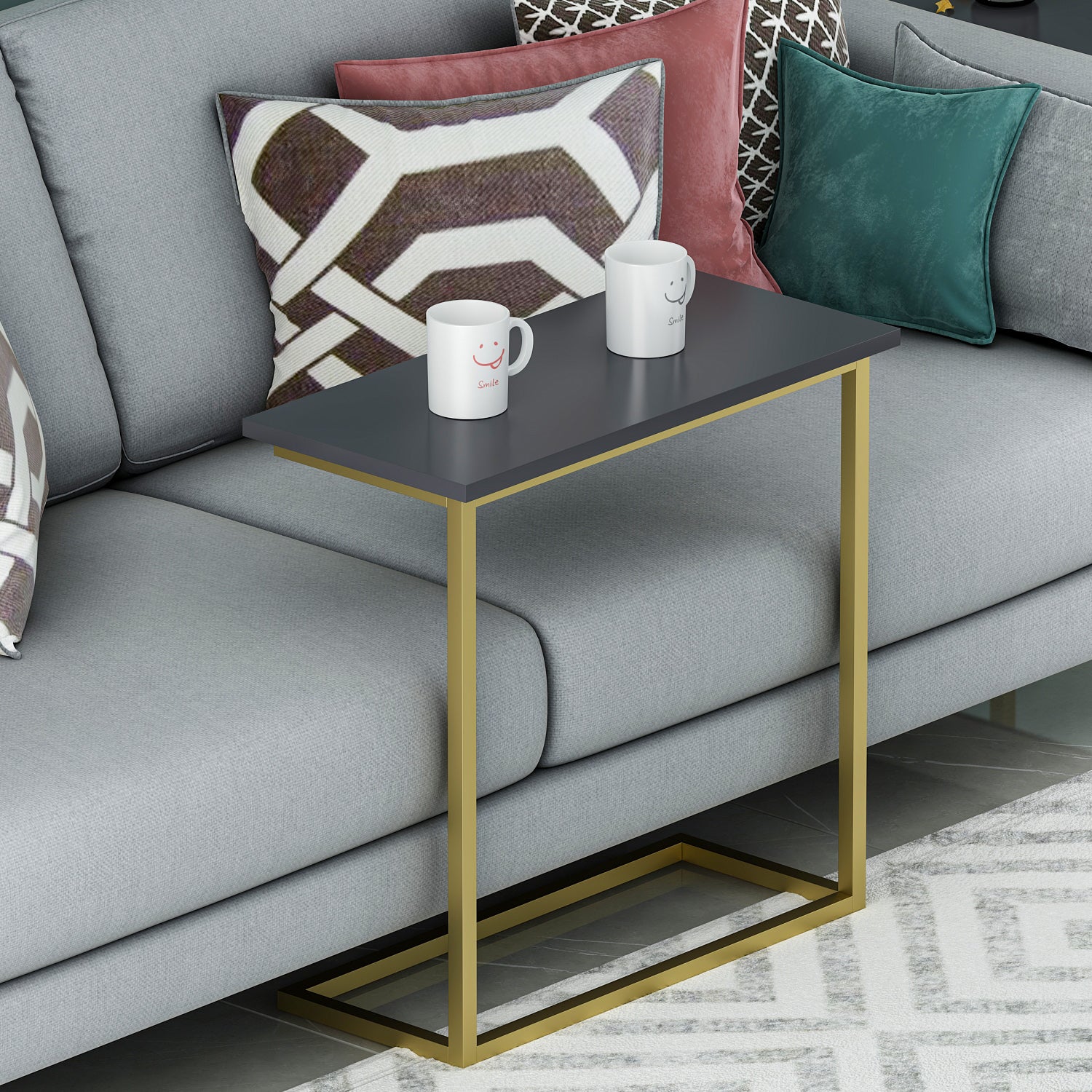 Beistelltisch Narin Anthrazit Gold mit Metallfüße 9277