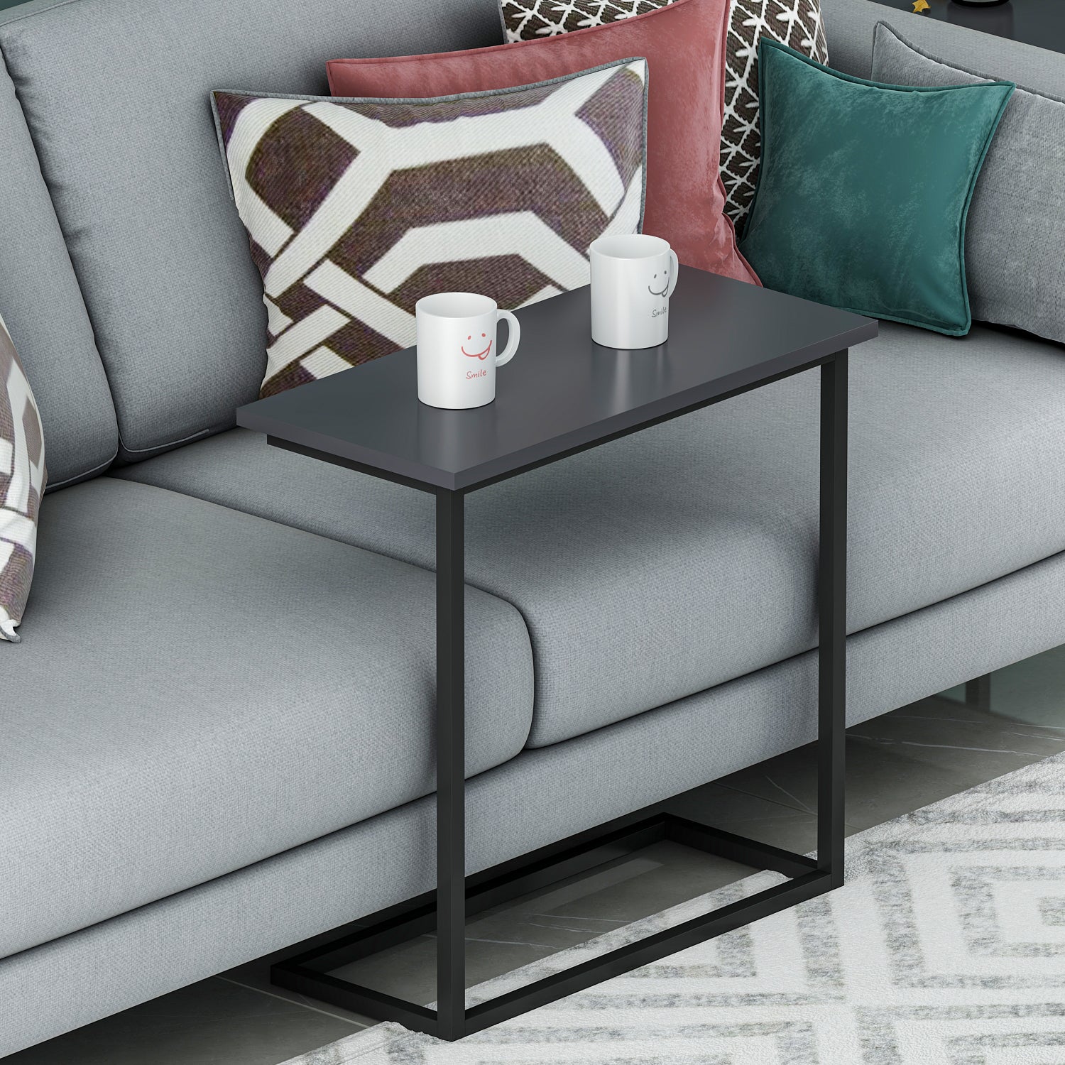 Beistelltisch Narin Anthrazit Schwarz mit Metallfüße 9284