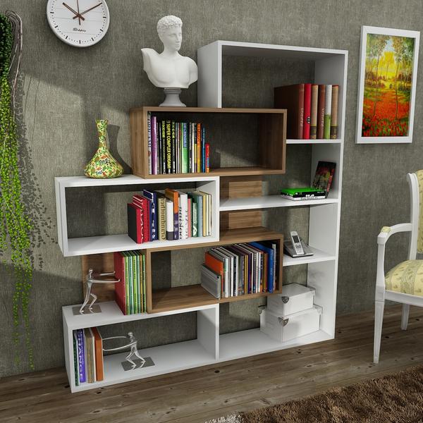 Bücherregal Marla Weiß Walnuss