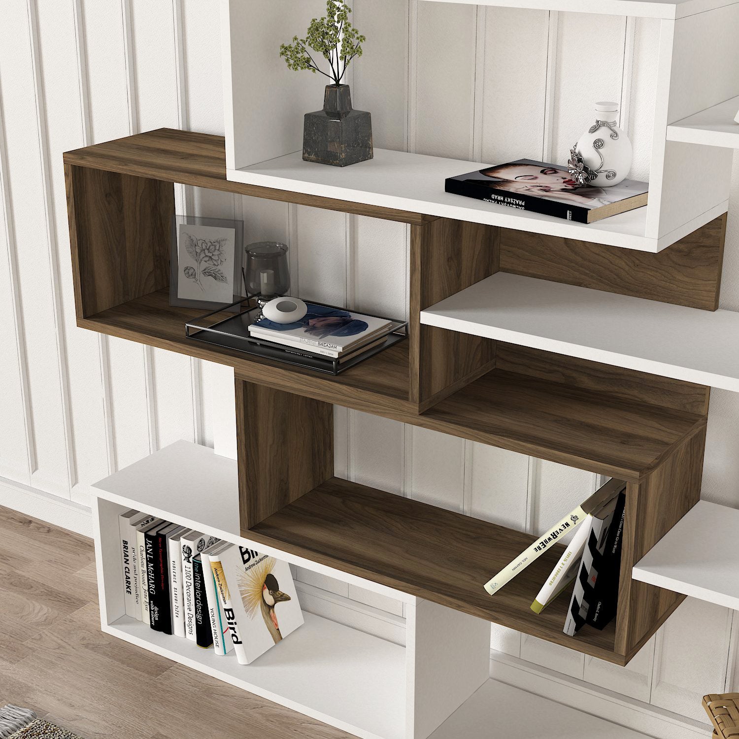 Bücherregal Marla Weiß Walnuss