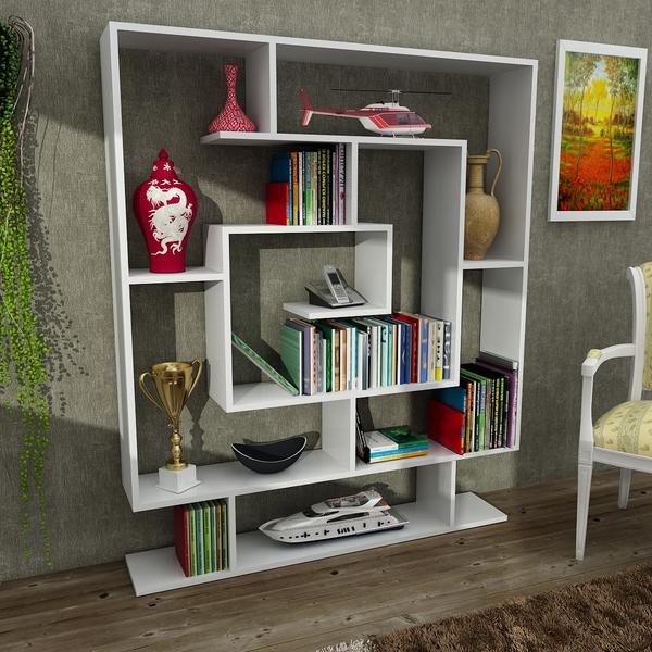 Bücherregal Modern weiße Farbe 124,8 cm x 149,4 cm x 22 cm