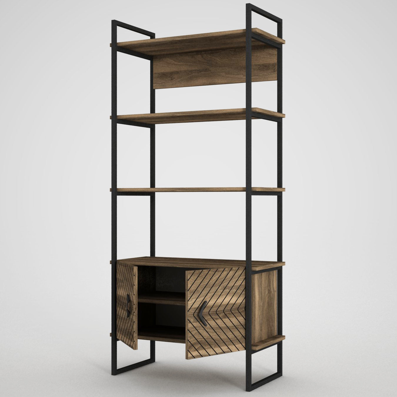 Bücherregal Scala mit Metallfüße Walnuss