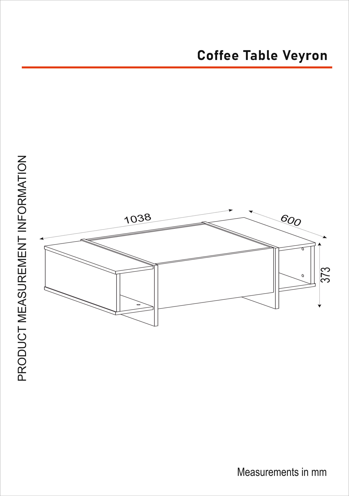 Couchtisch Veyron Rebab Braun Dunkelgrau ( Marmor Optik )