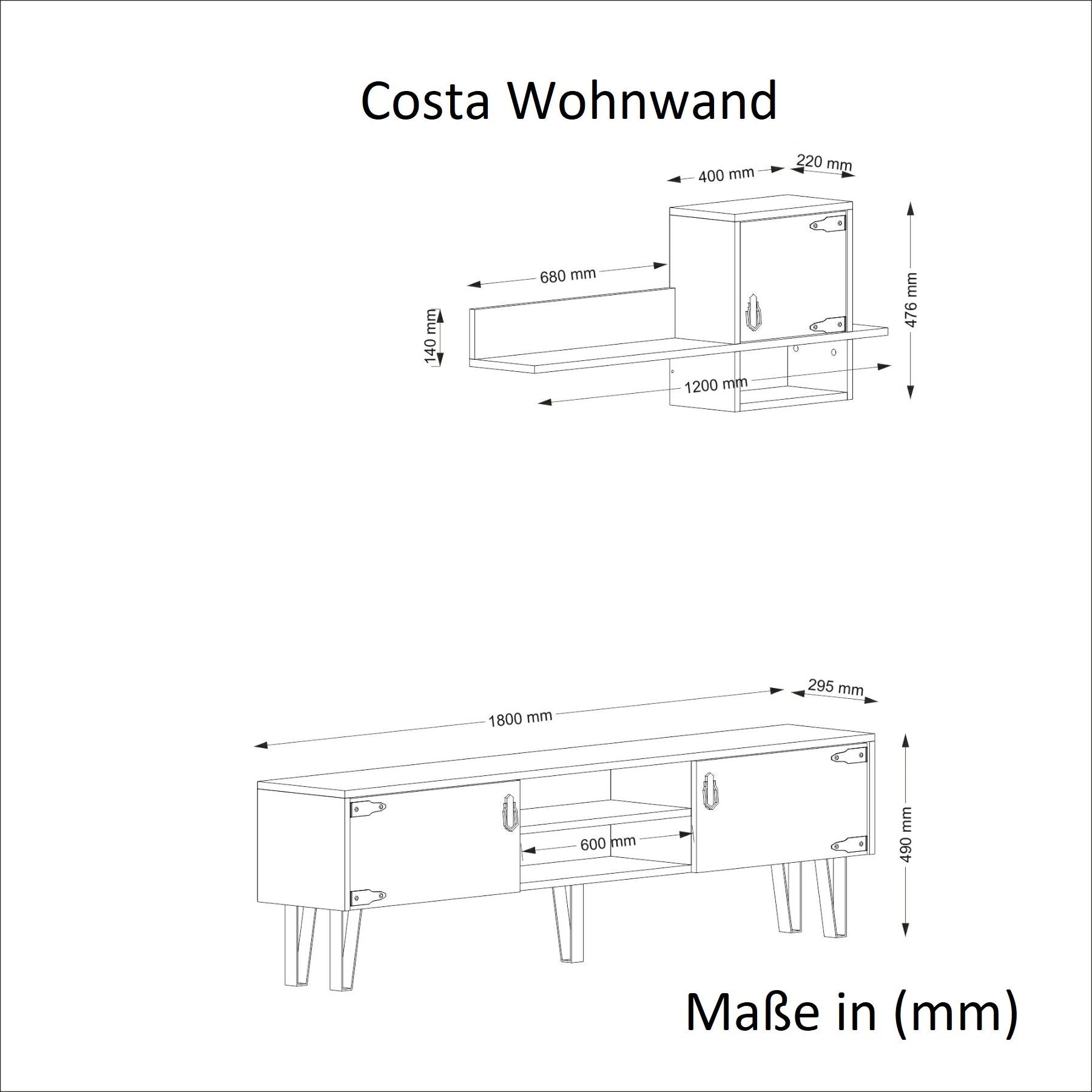 Wohnwand Costa Eiche