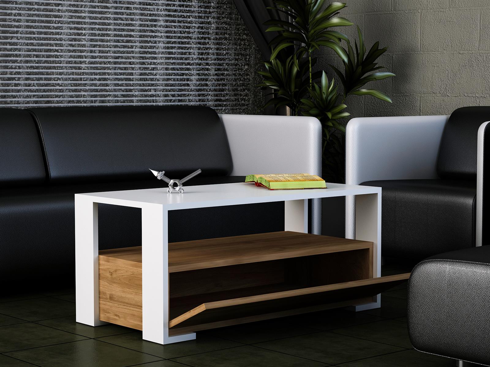 Couchtisch Balina Weiß Walnuss