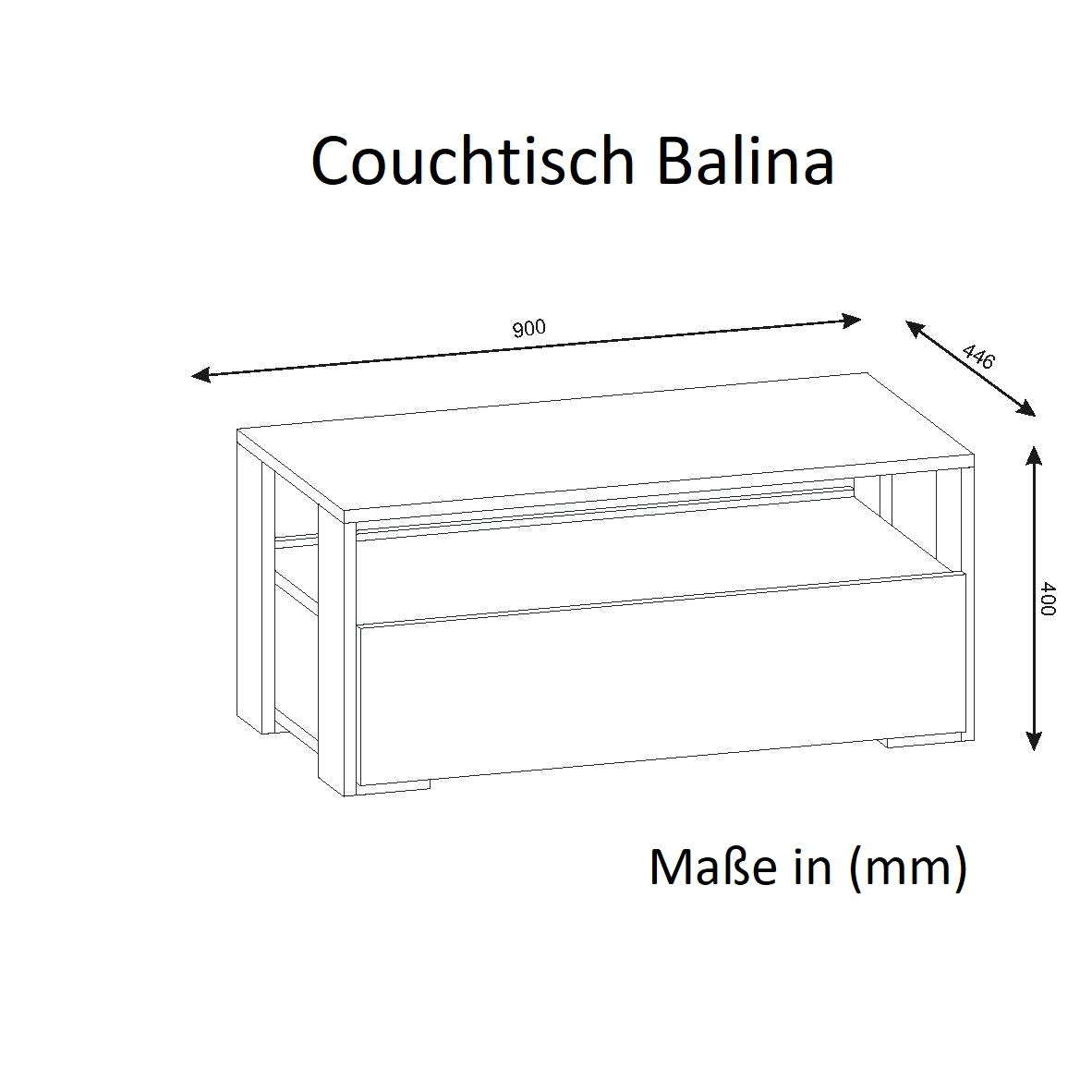 Couchtisch Balina Weiß Walnuss