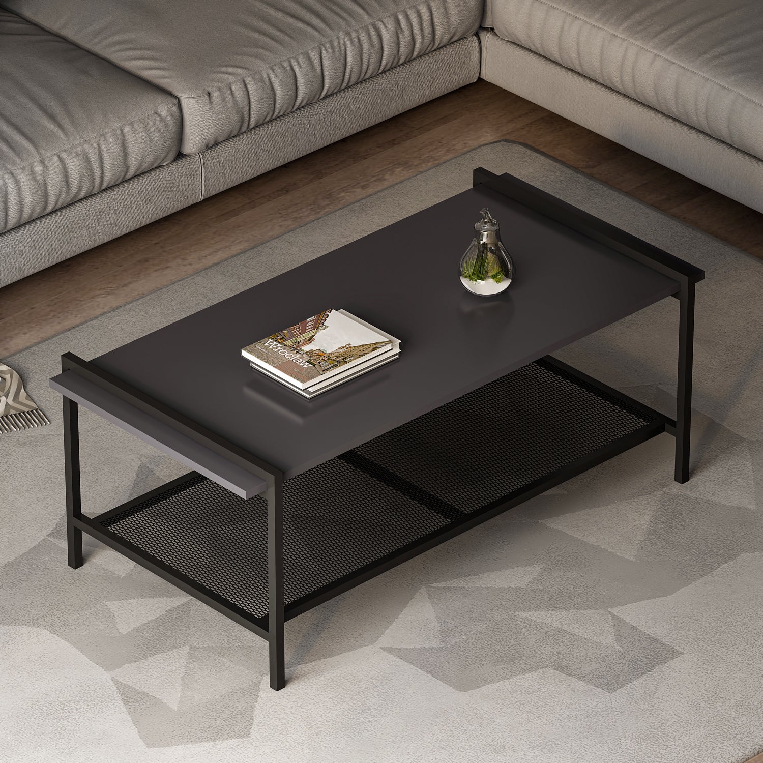 Couchtisch Lara mit Metallfüße Anthrazit 9185