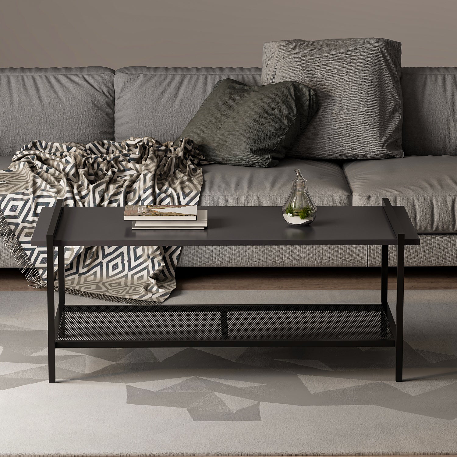 Couchtisch Lara mit Metallfüße Anthrazit 9185