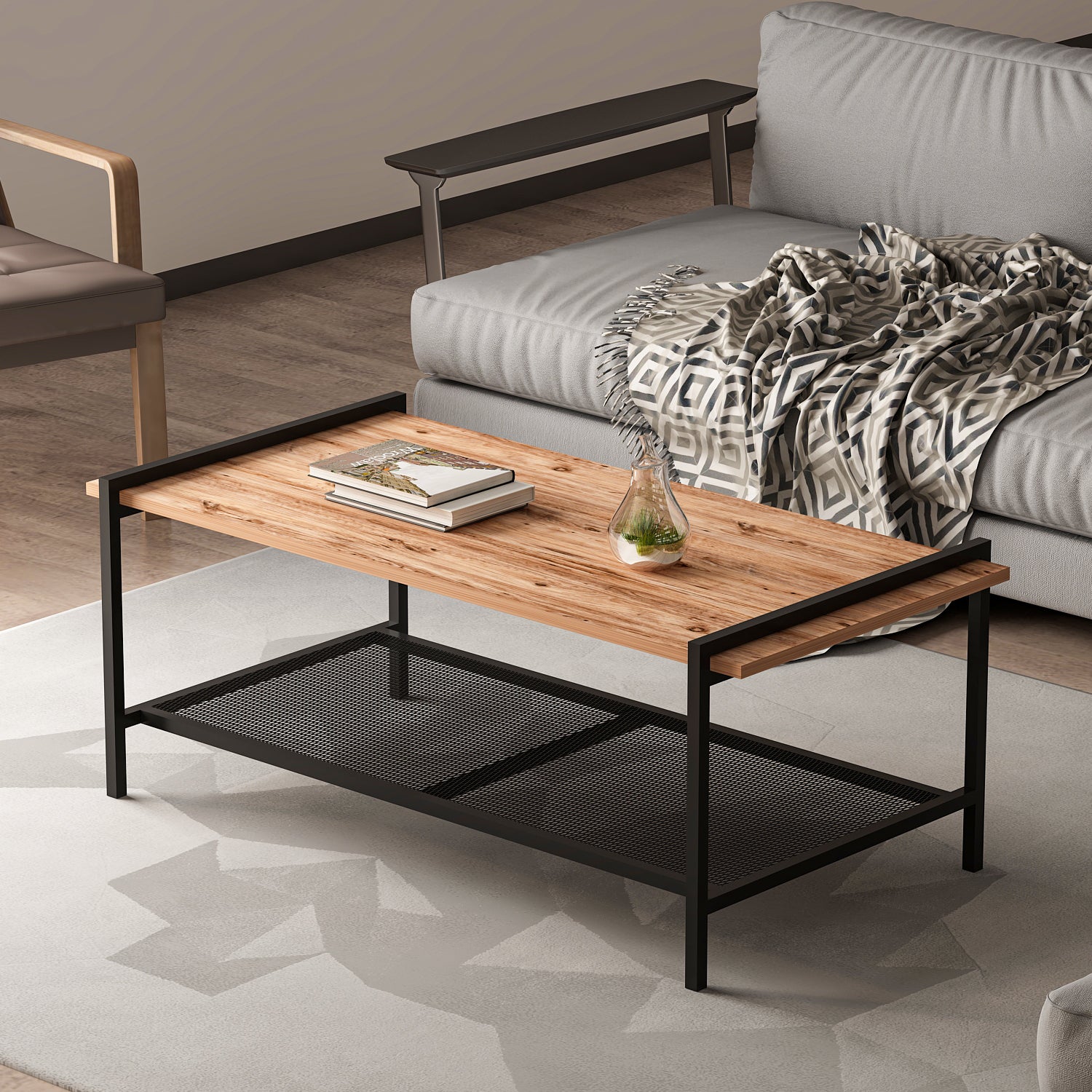 Couchtisch Lara mit Metallfüße Atlantic Walnuss 9109