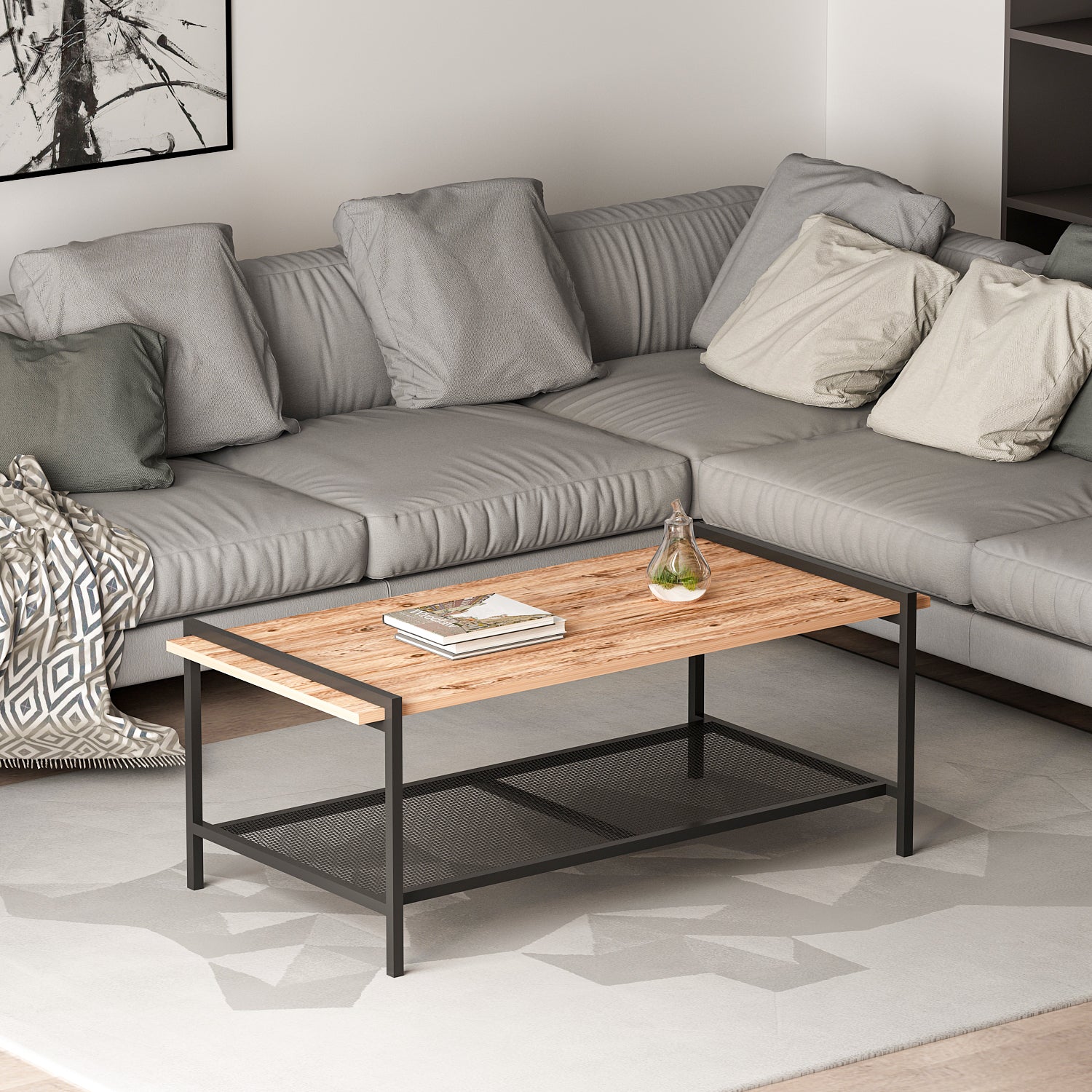 Couchtisch Lara mit Metallfüße Atlantic Walnuss 9109