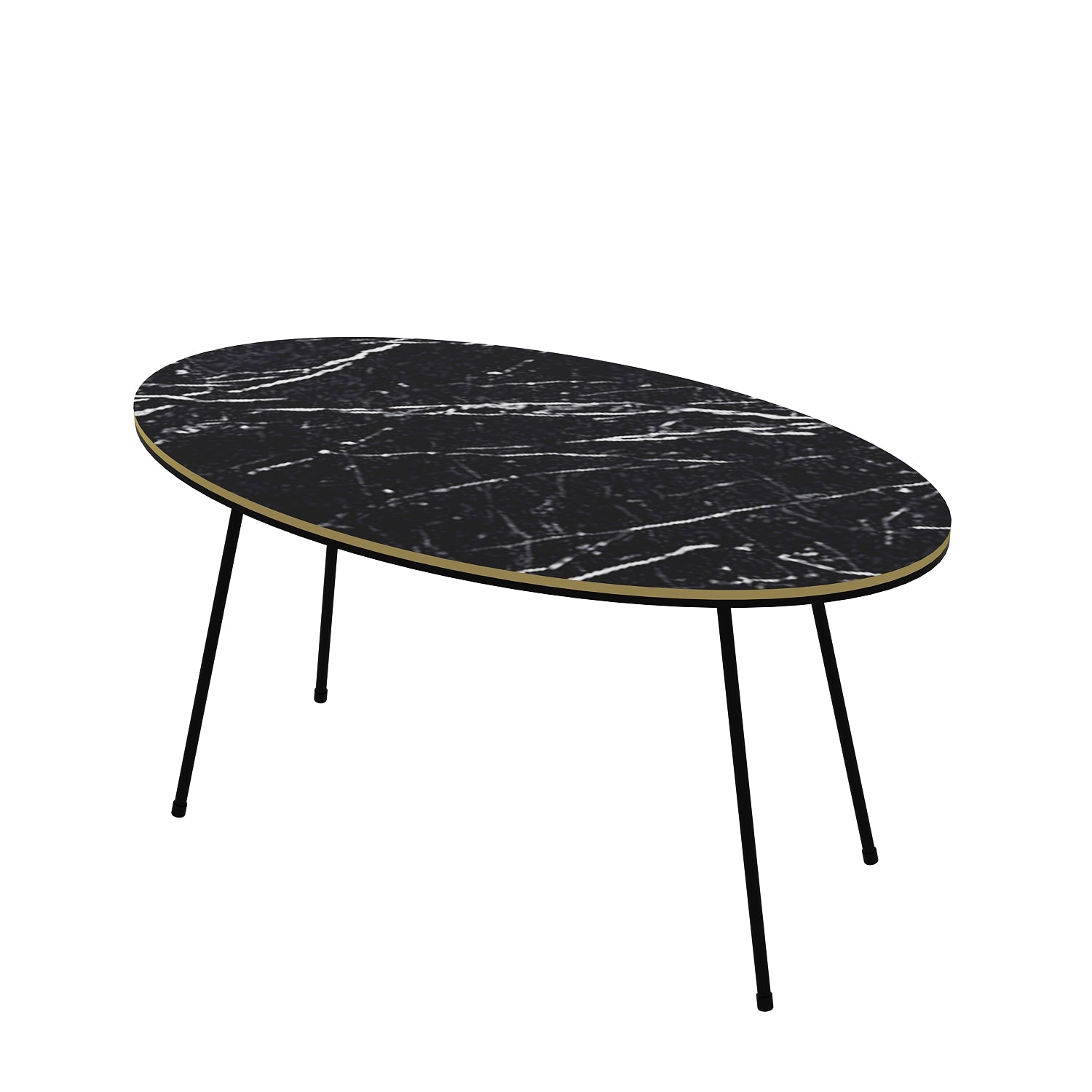 Couchtisch Marmor Optik Oval Schwarz 22126948