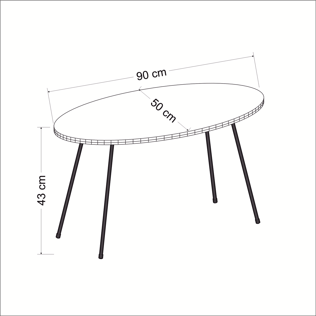Couchtisch Marmor Optik Oval Schwarz 22126948