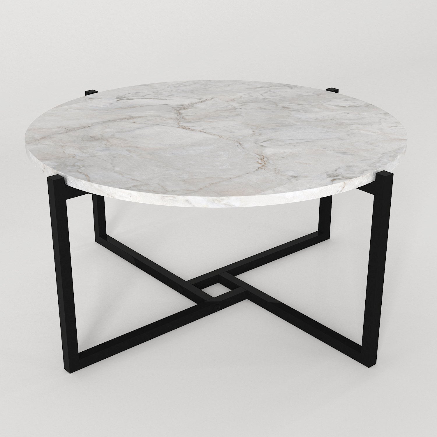Couchtisch Noce mit Metallfüße in Marmoroptik Weiß Rund