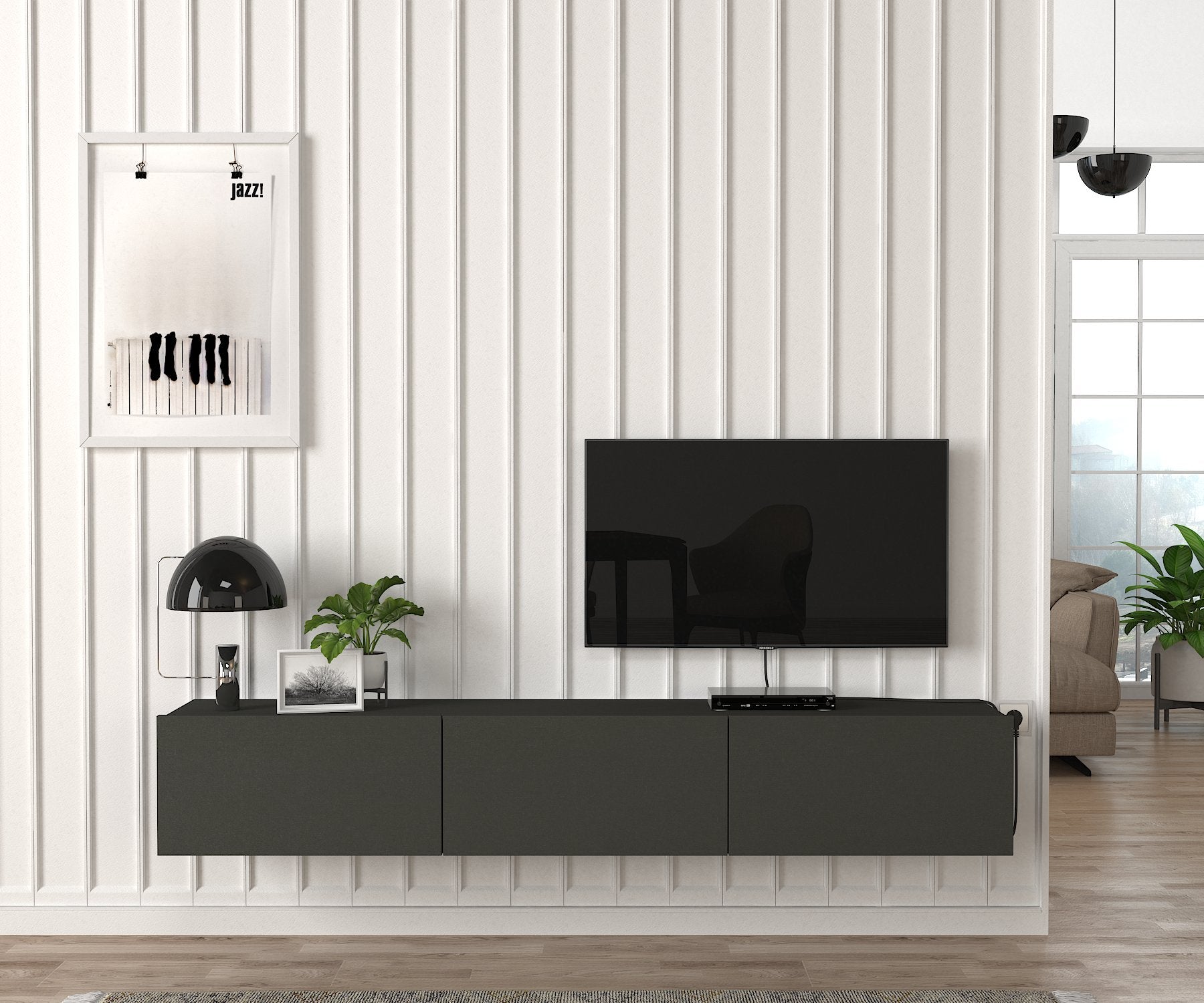 TV Lowboard Hängend Damla Anthrazit 180 cm