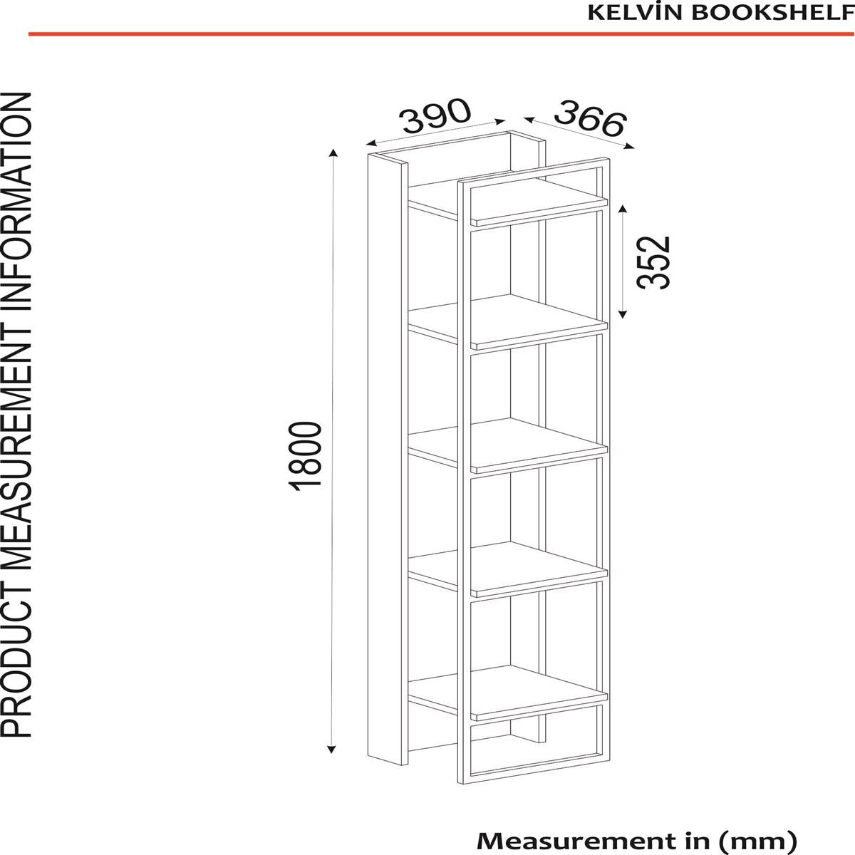 Bücherregal Kelvin mit Metallfüße und Rahmen Walnuss