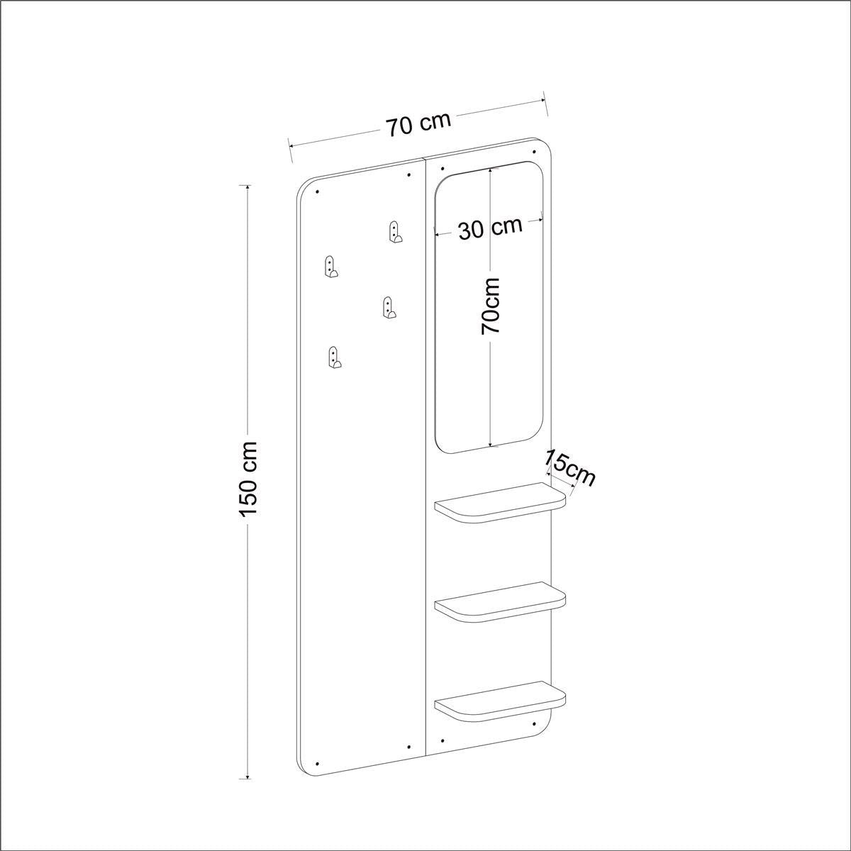 Wandgarderobe mit Spiegel Praktisch und Stilvoll Weiß 150 cm x 70 cm