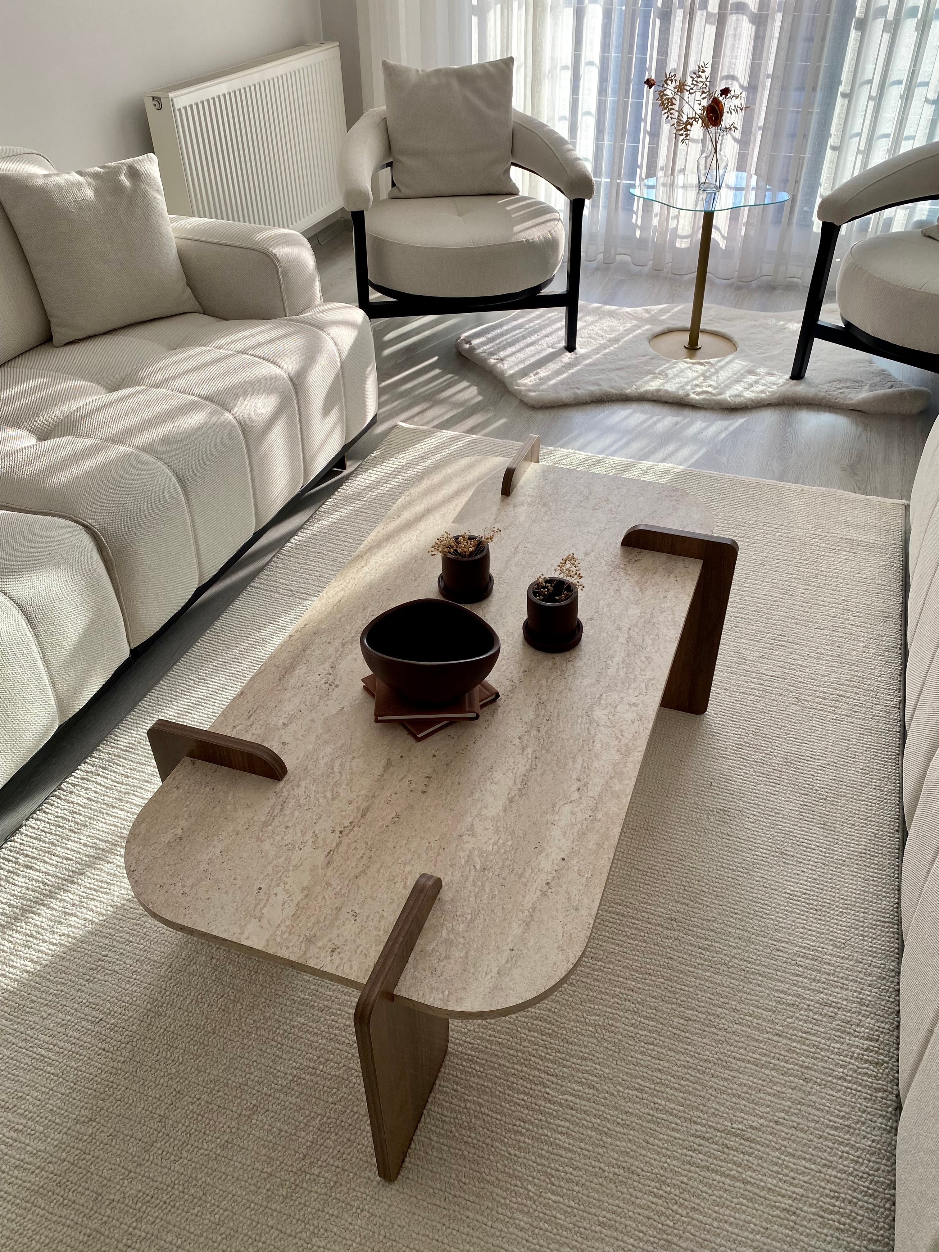 Couchtisch Twinkle Travertin Braun Granit Optik