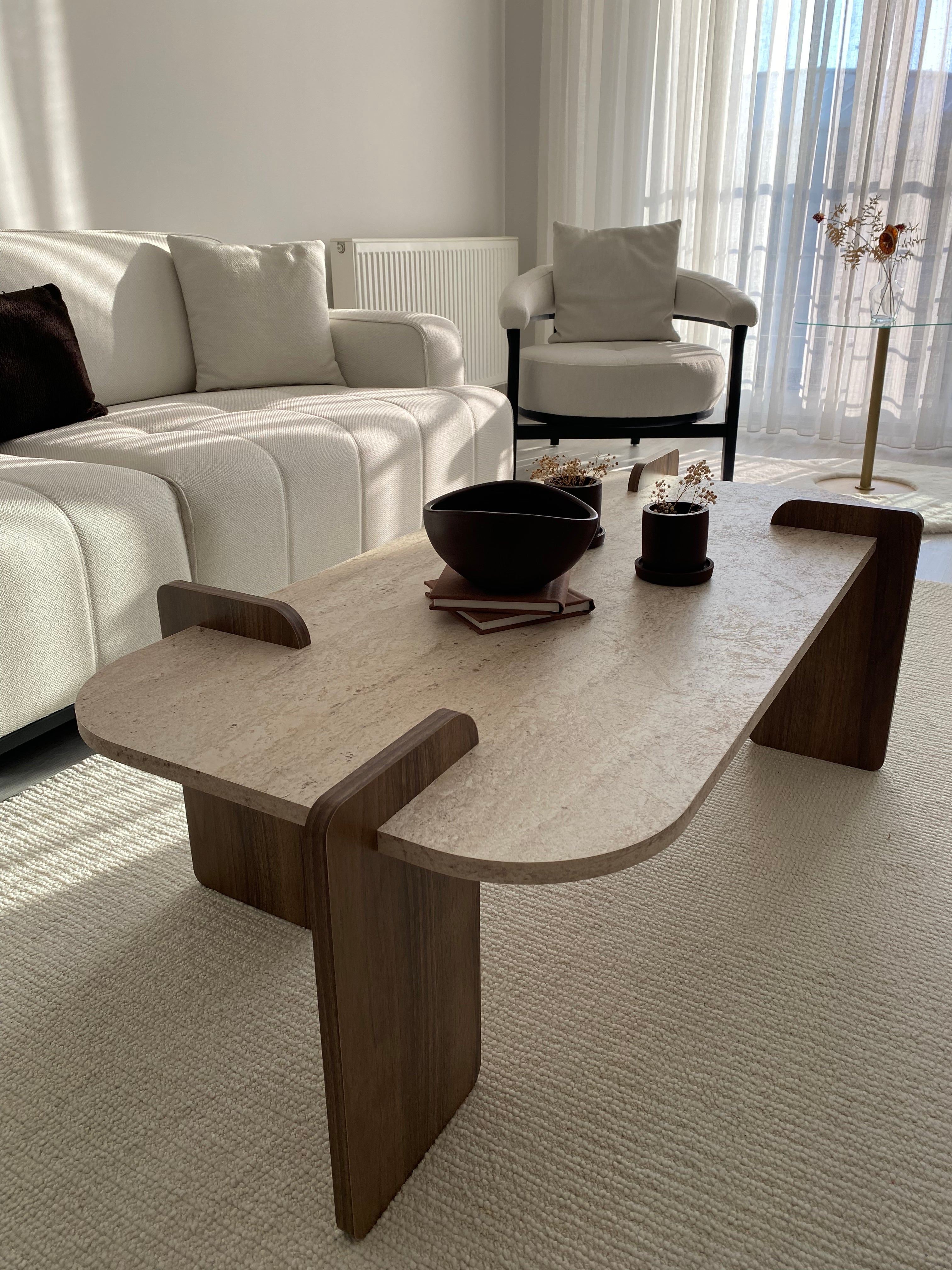 Couchtisch Twinkle Travertin Braun Granit Optik