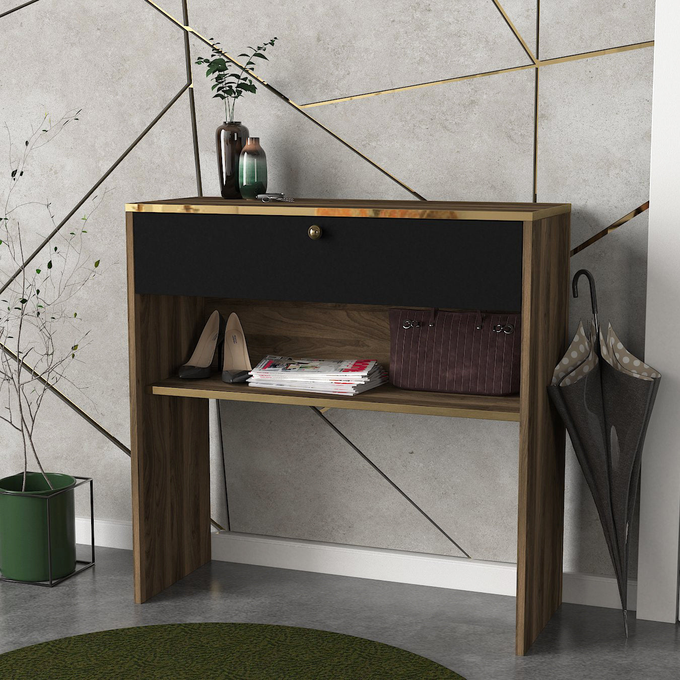 Konsolentisch Luis Walnuss Schwarz