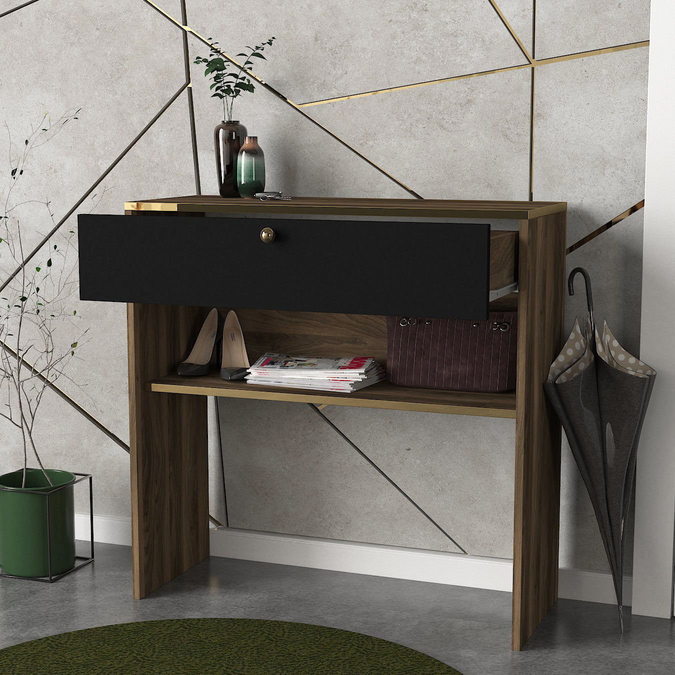 Konsolentisch Luis Walnuss Schwarz