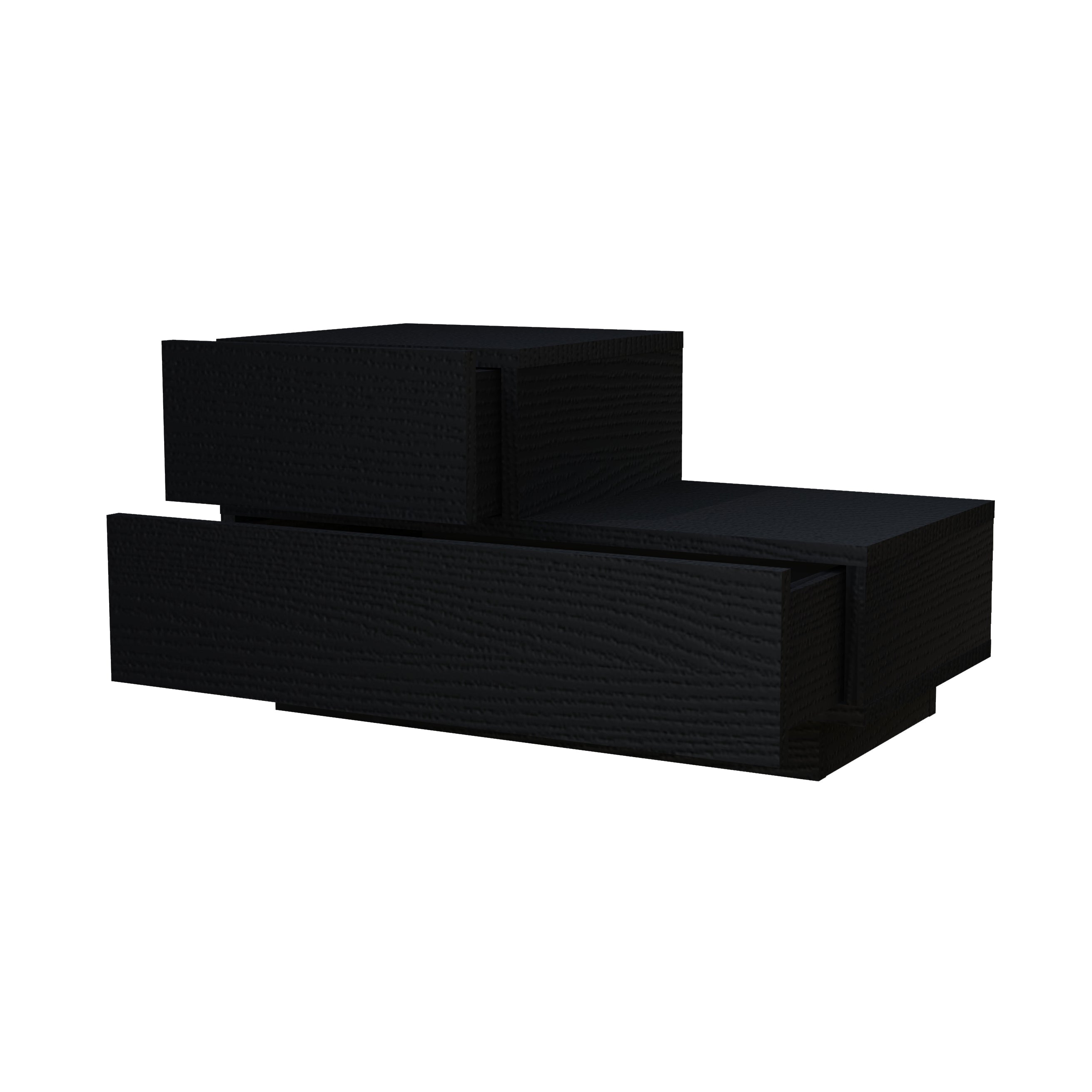 Nachttisch Chester Holzoptik Schwarz LED mit 2 Schubladen 9727