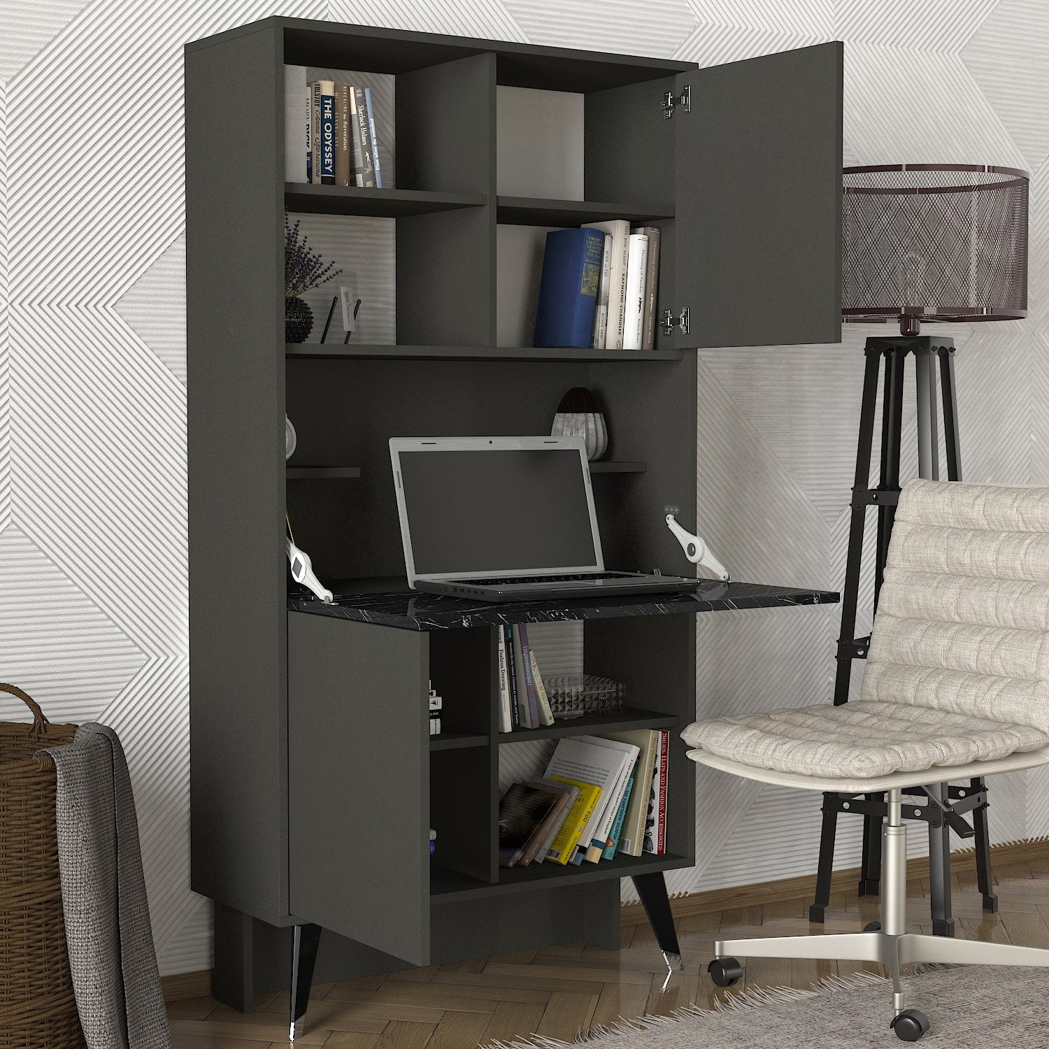 Bücherregal Radica Anthrazit Marmoroptik