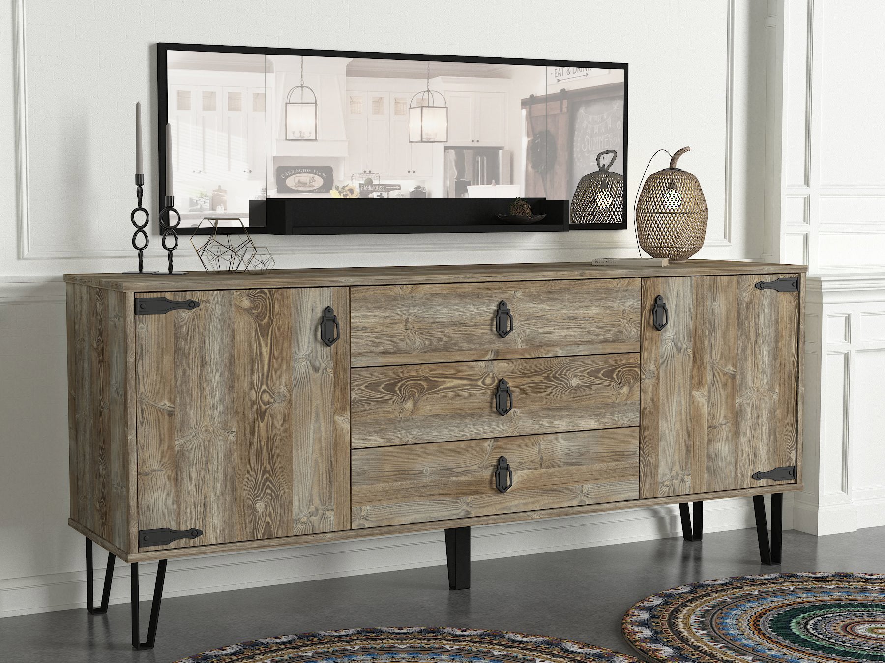 Sideboard Costa mit Spiegel Eiche