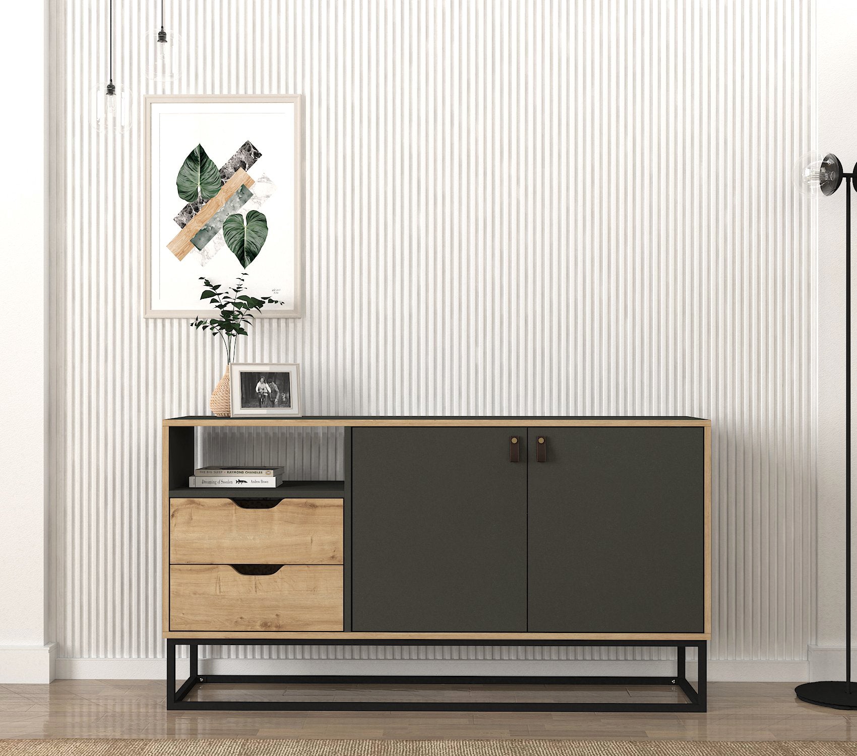 Sideboard Dolores mit Metallfüße Anthrazit Safir