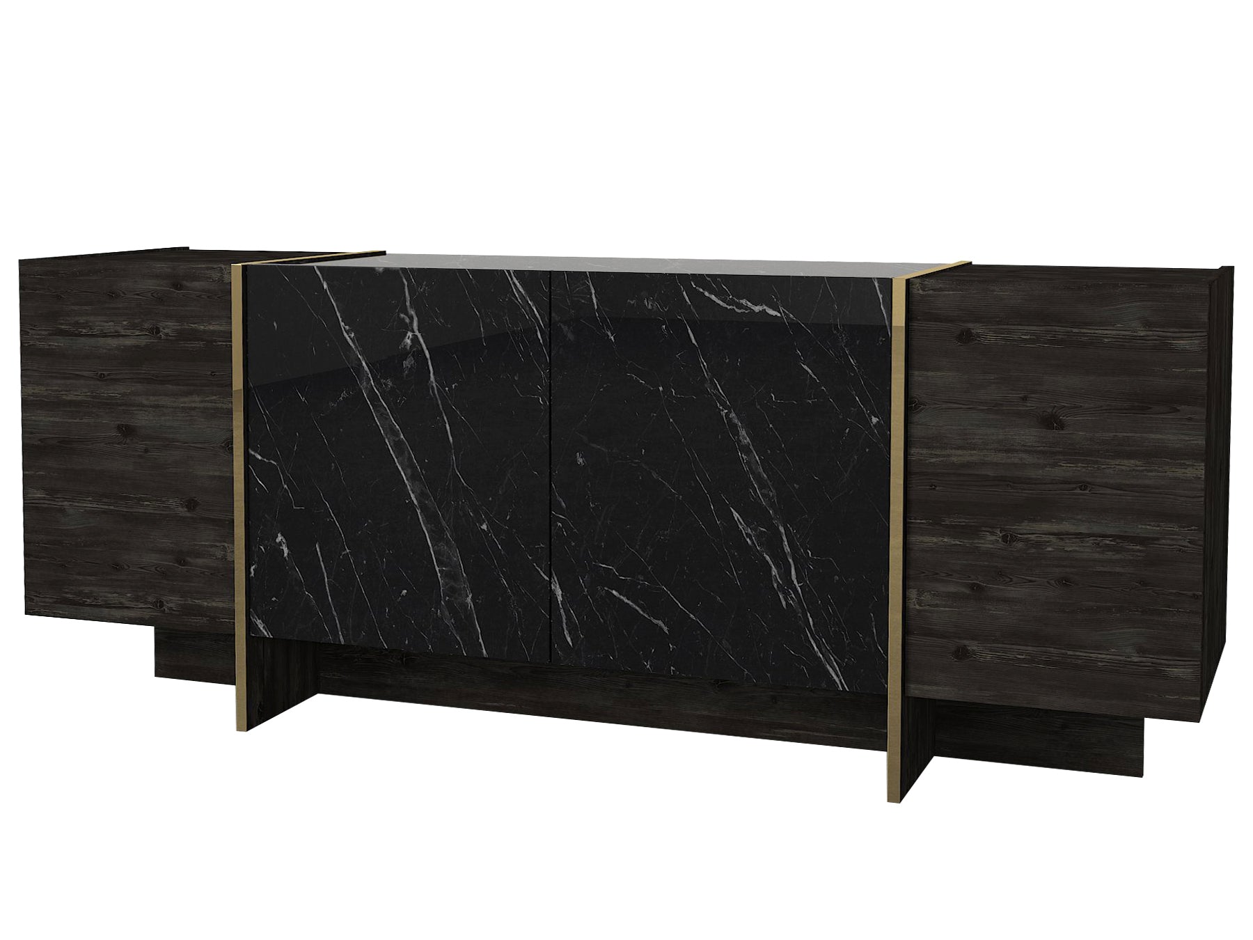Sideboard Veyron Rebab Braun Dunkelgrau ( Marmor Optik )